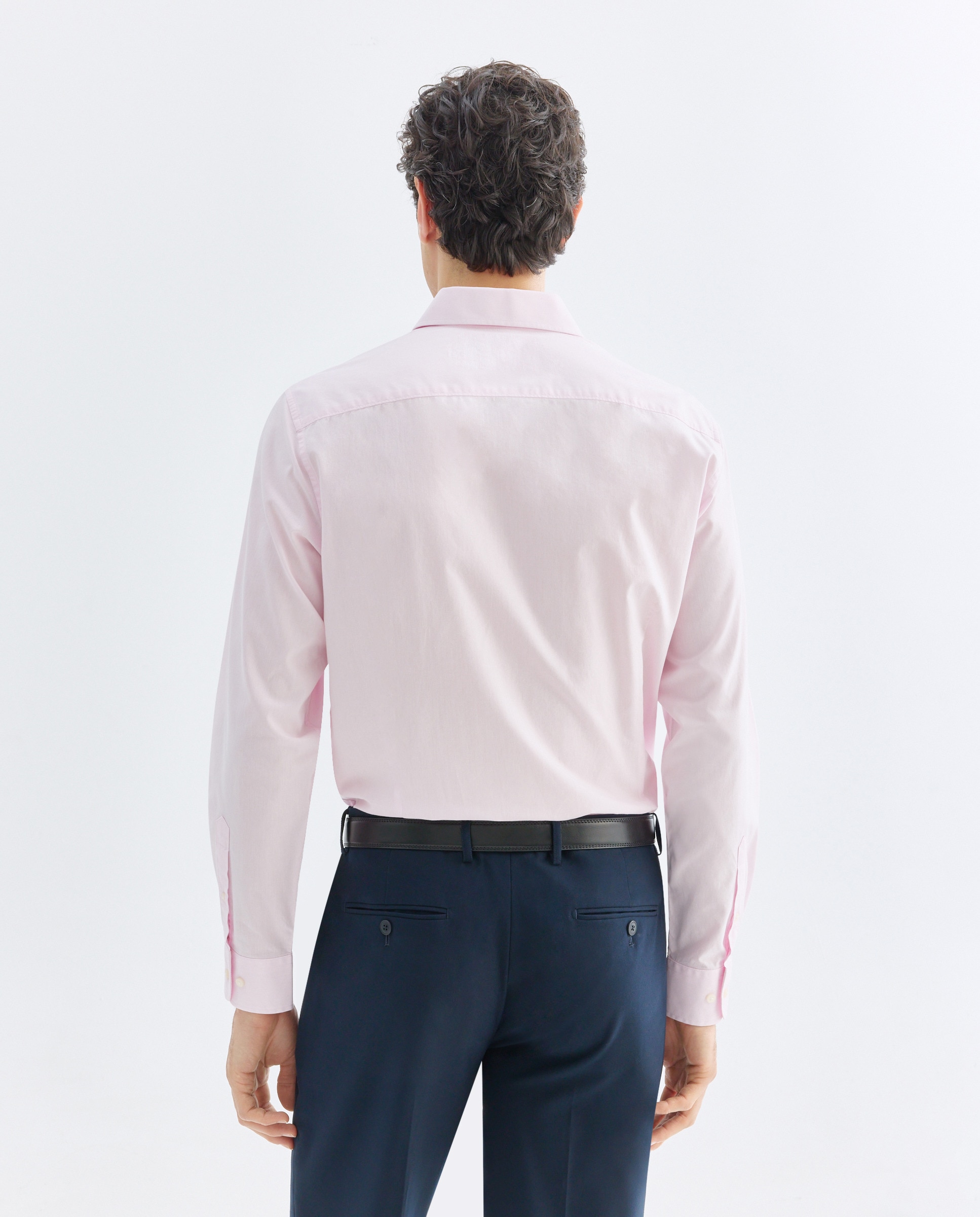 Camisa vestir hombre lisa slim fit Rosa claro-3