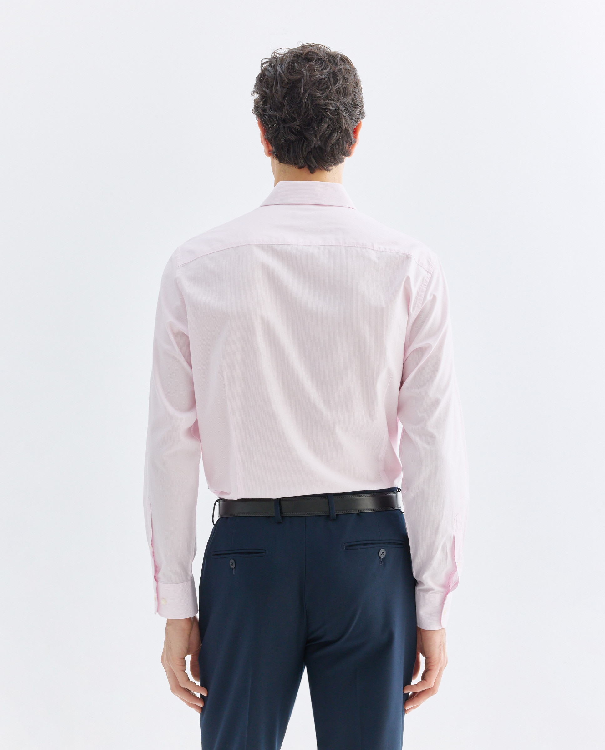 Camisa vestir hombre rayas slim fit Rosa claro-3