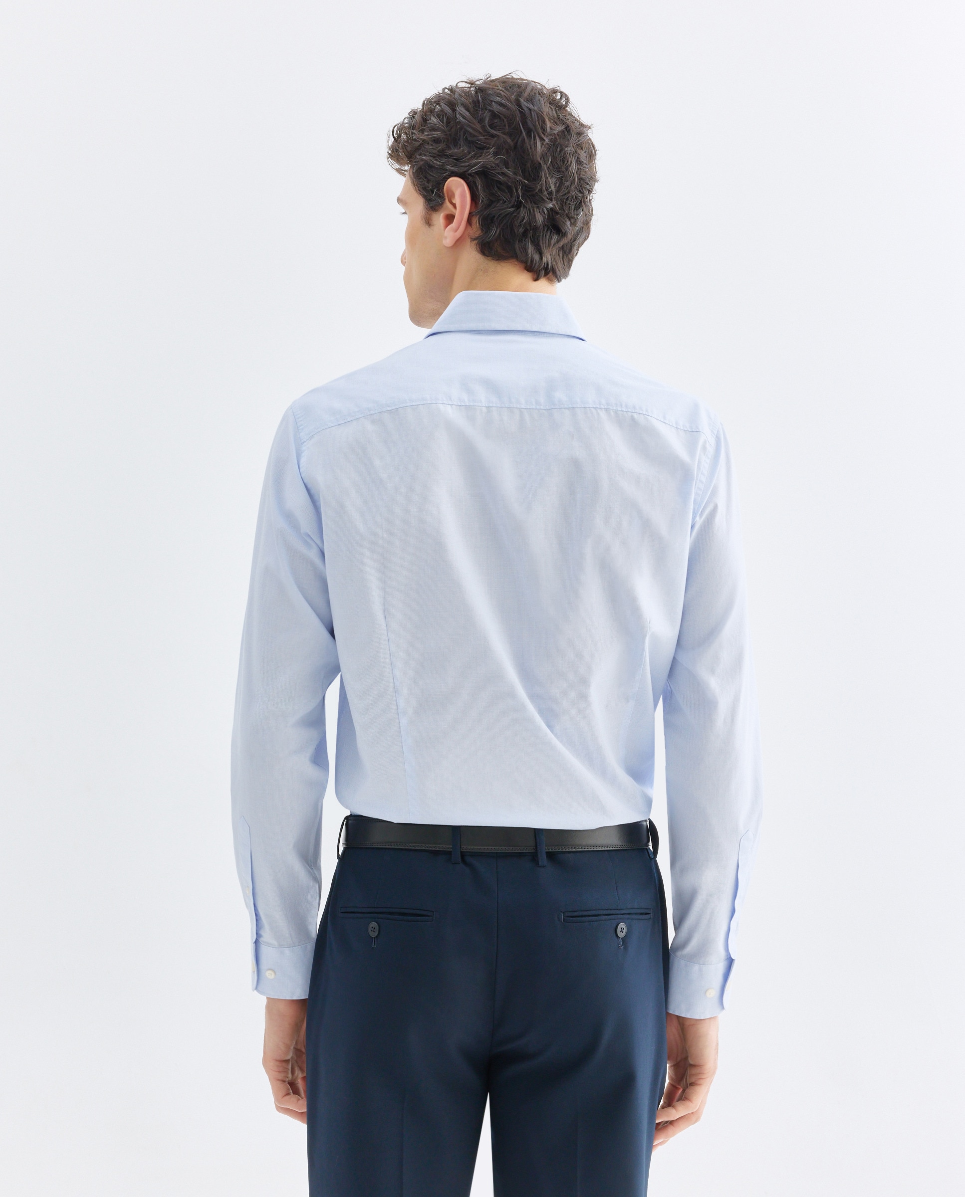Camisa vestir hombre lisa slim fit 410 Azul claro-3