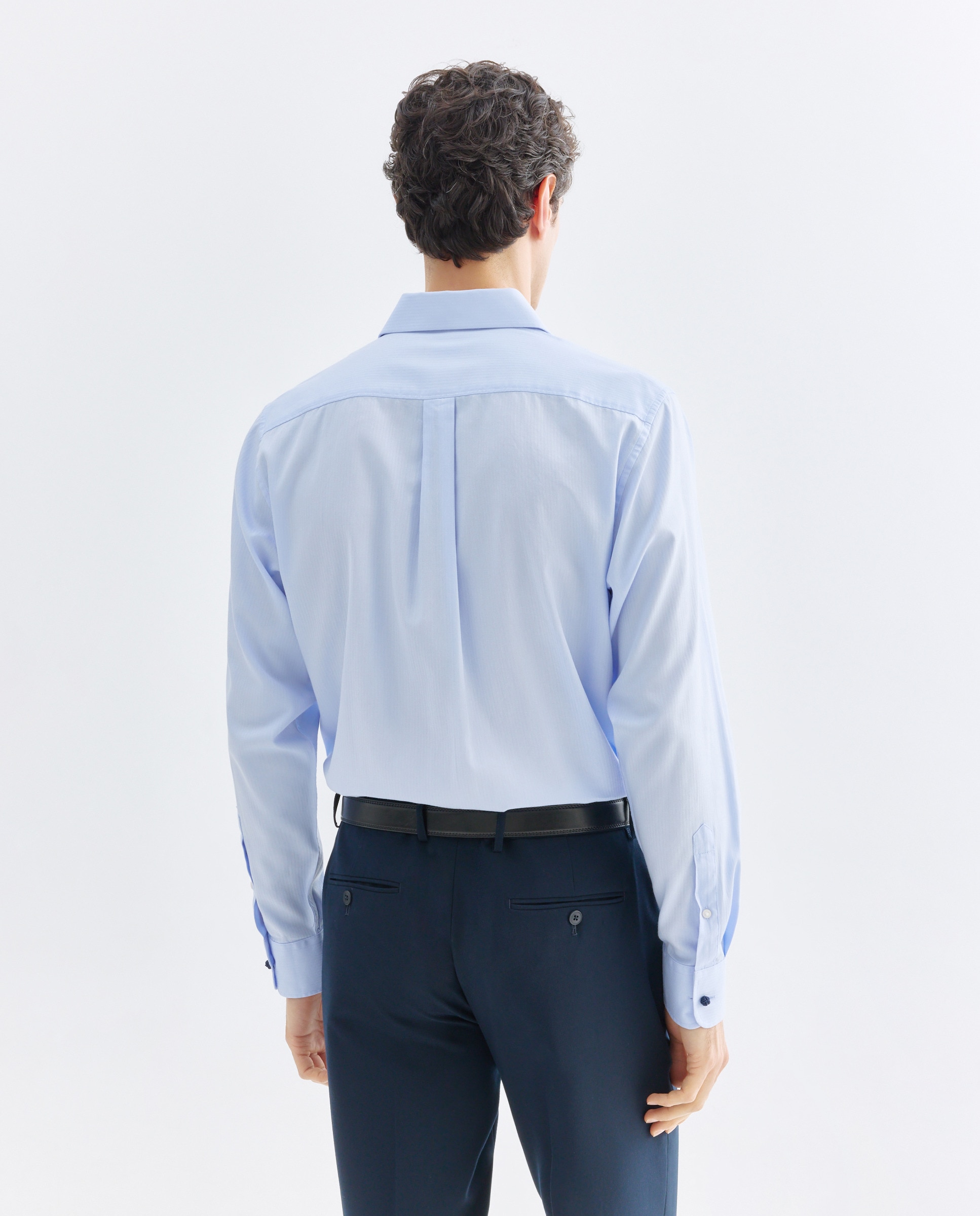 Camisa vestir hombre estructura con gemelos regular fit 410 Azul claro-3