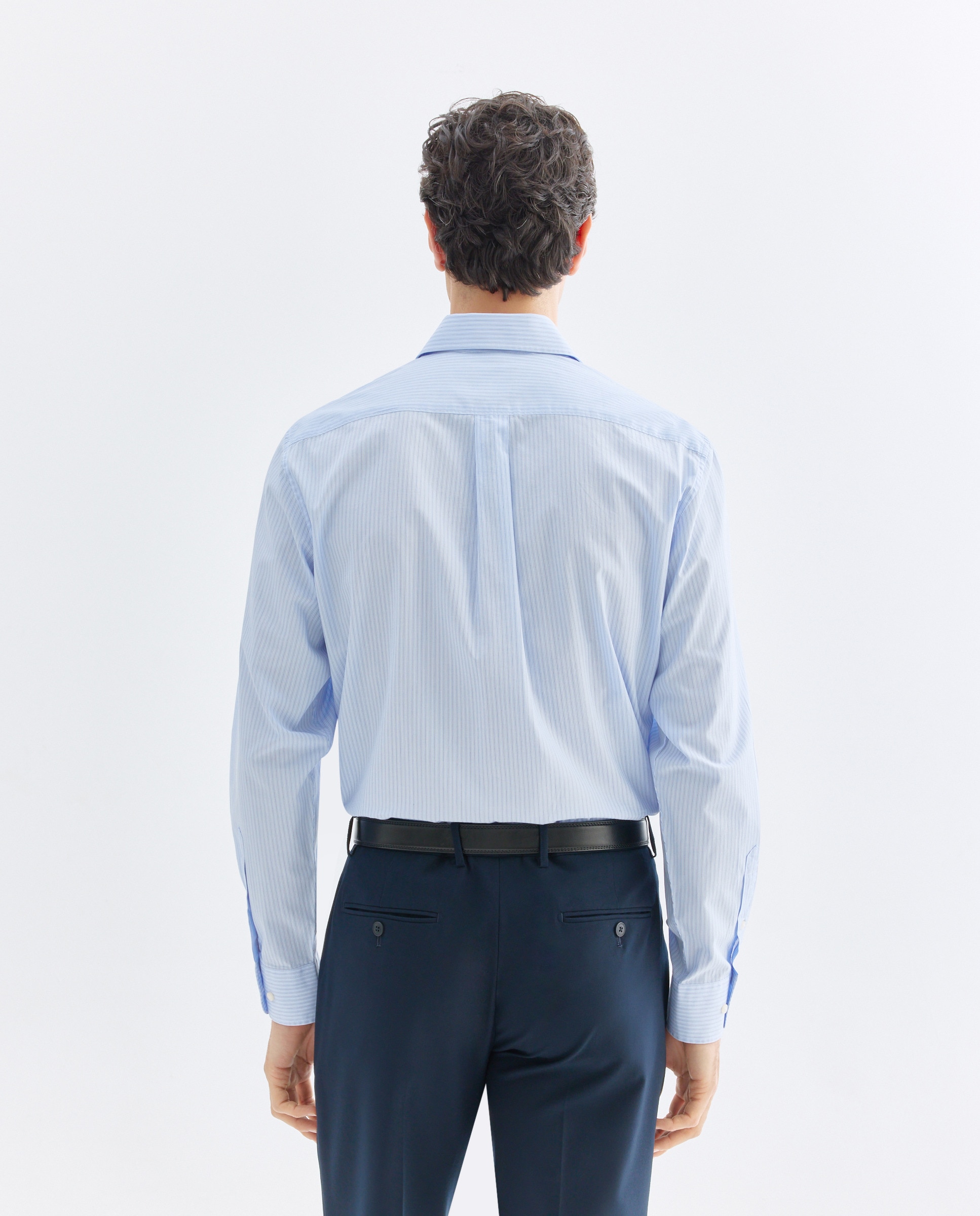 Camisa vestir hombre rayas regular fit 410 Azul claro-3