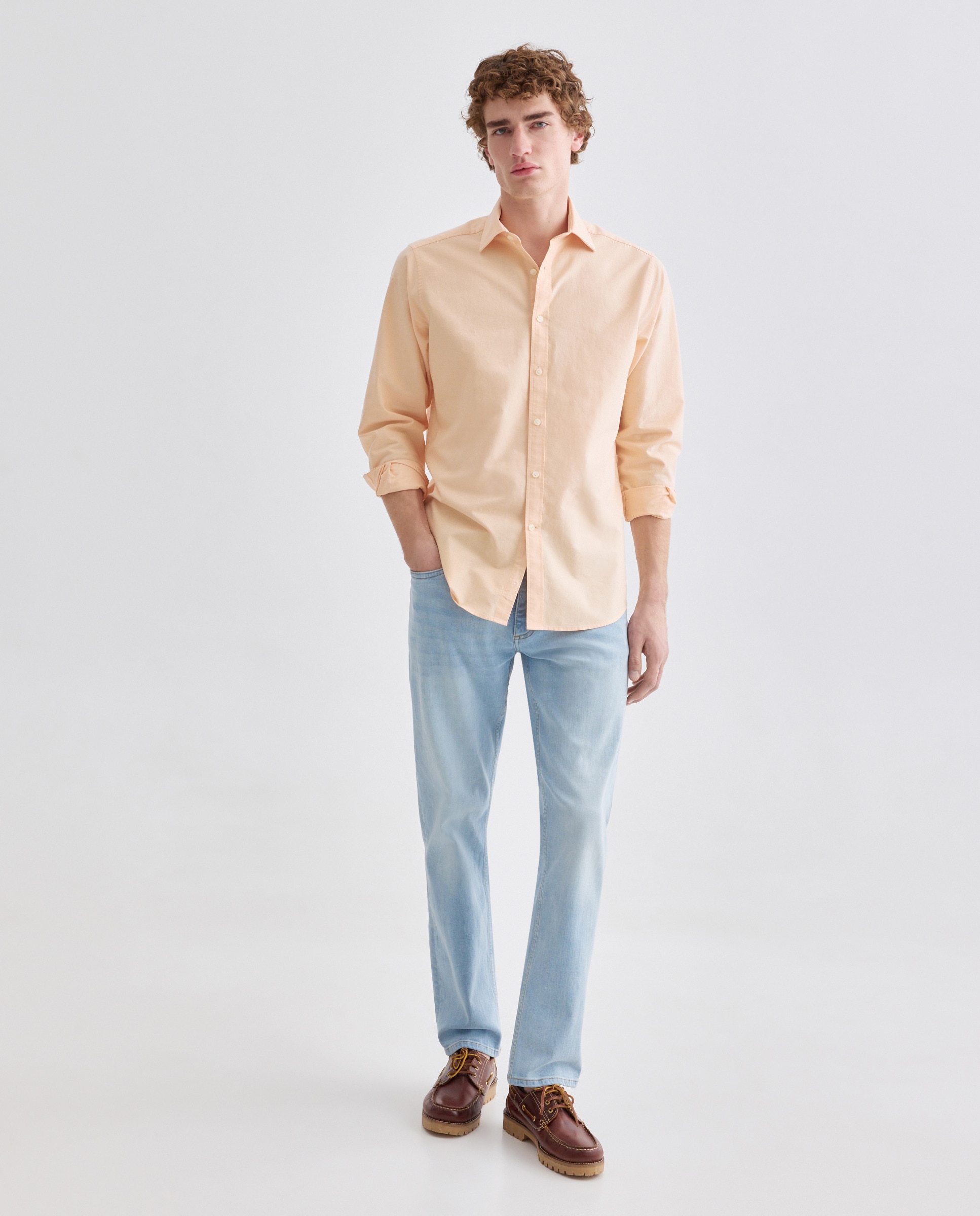 Camisa sport hombre oxford lisa 660 Naranja-2