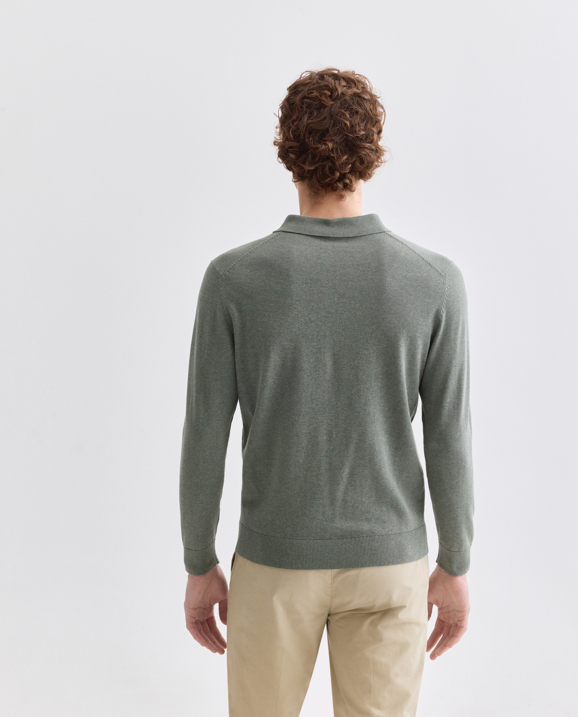 Jersey de hombre cuello polo liso algodón 100% Verde-2