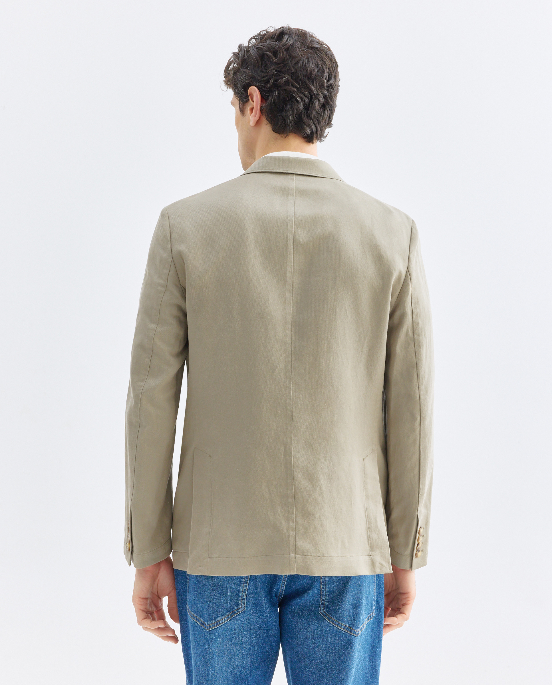 Chaqueta de hombre con lino lisa 510 Verde claro-3