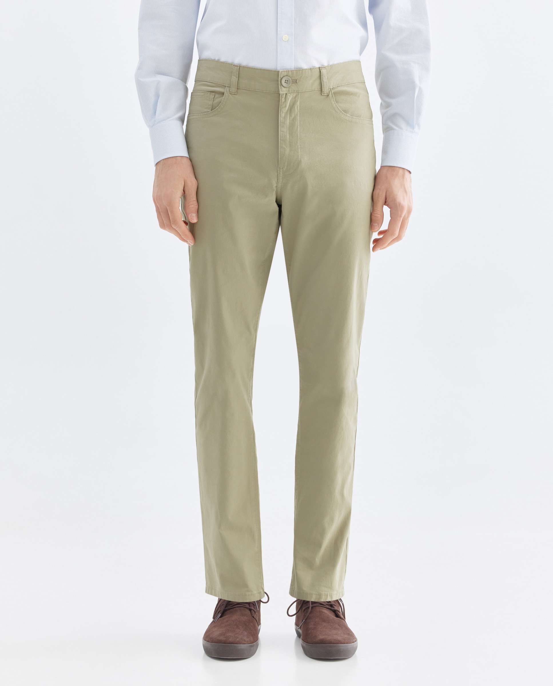 Pantalón hombre cinco bolsillos lavado regular fit 510 Verde claro-2