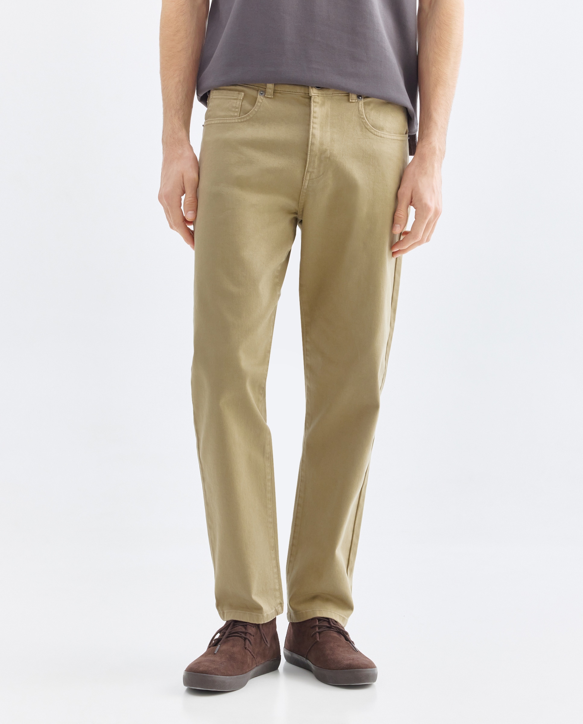 Pantalón hombre cinco bolsillos lavado regular fit 520 Kaki-2
