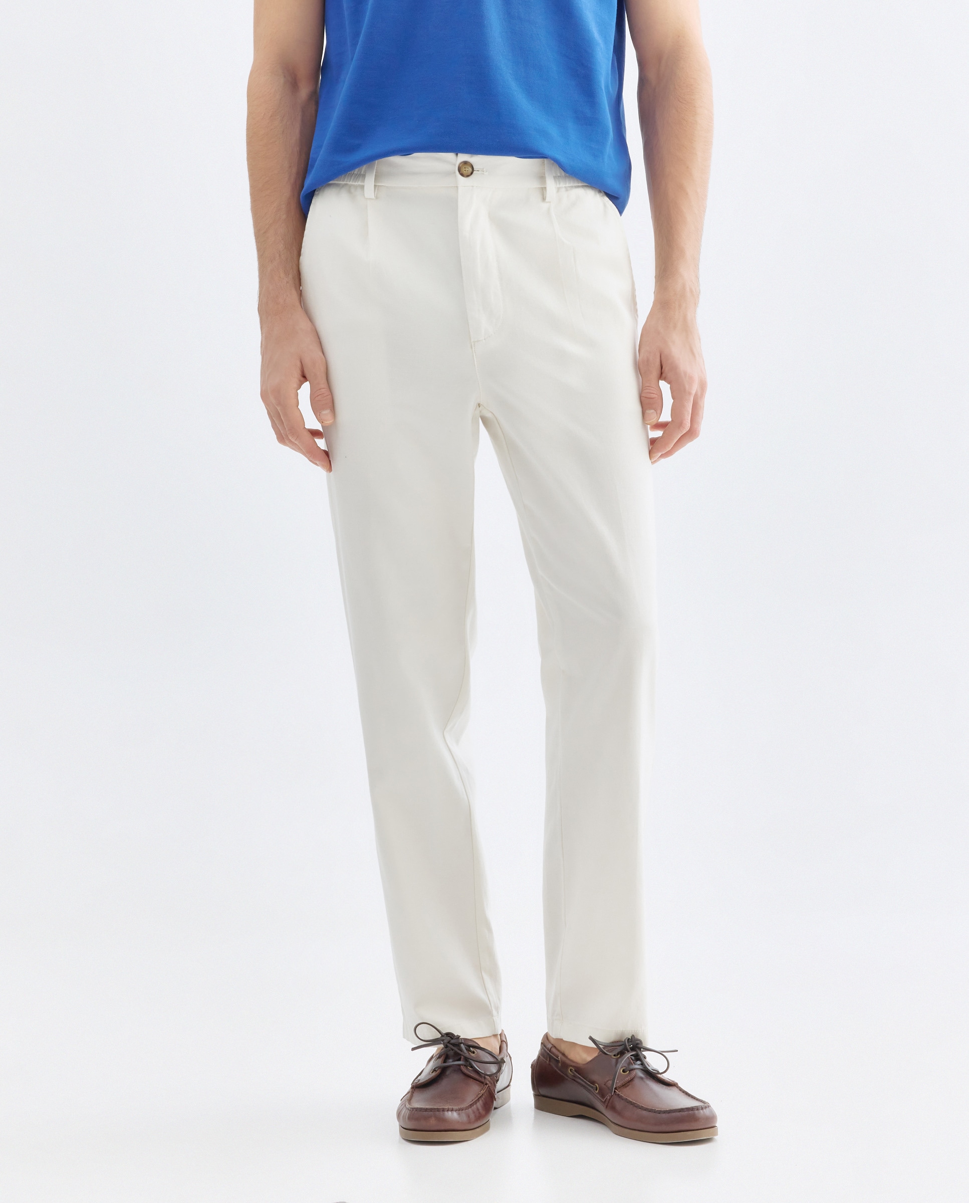 Pantalón hombre chino gomas con lino 850 Piedra-2