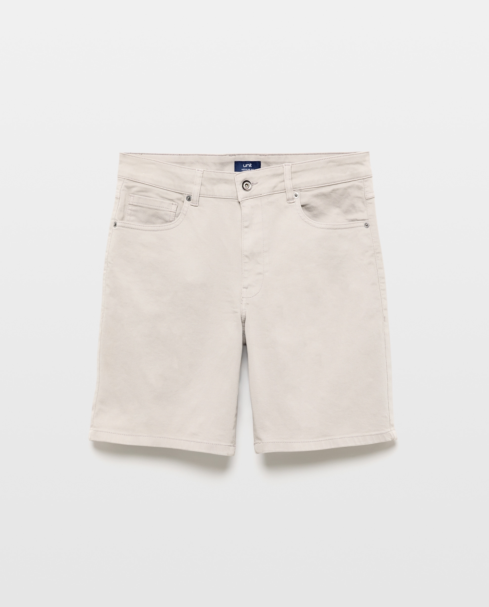 Bermudas hombre cinco bolsillos lavada Gris claro-4