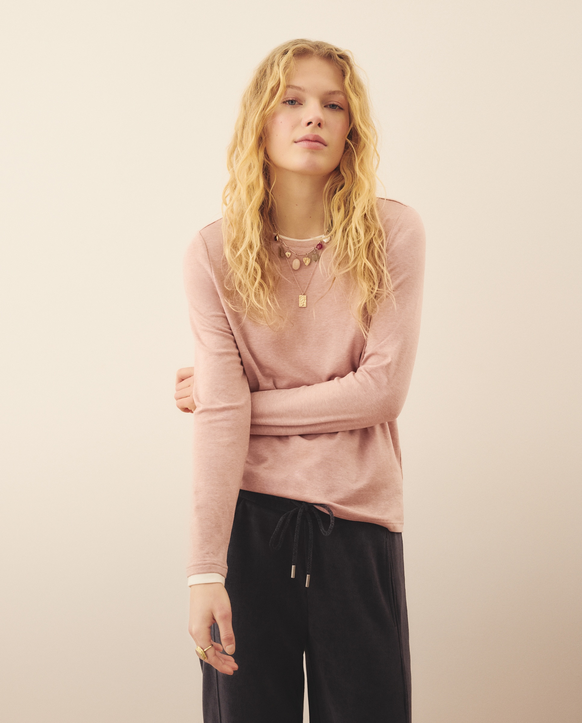 Camisola de mulher com manga comprida 200 Rosa-1