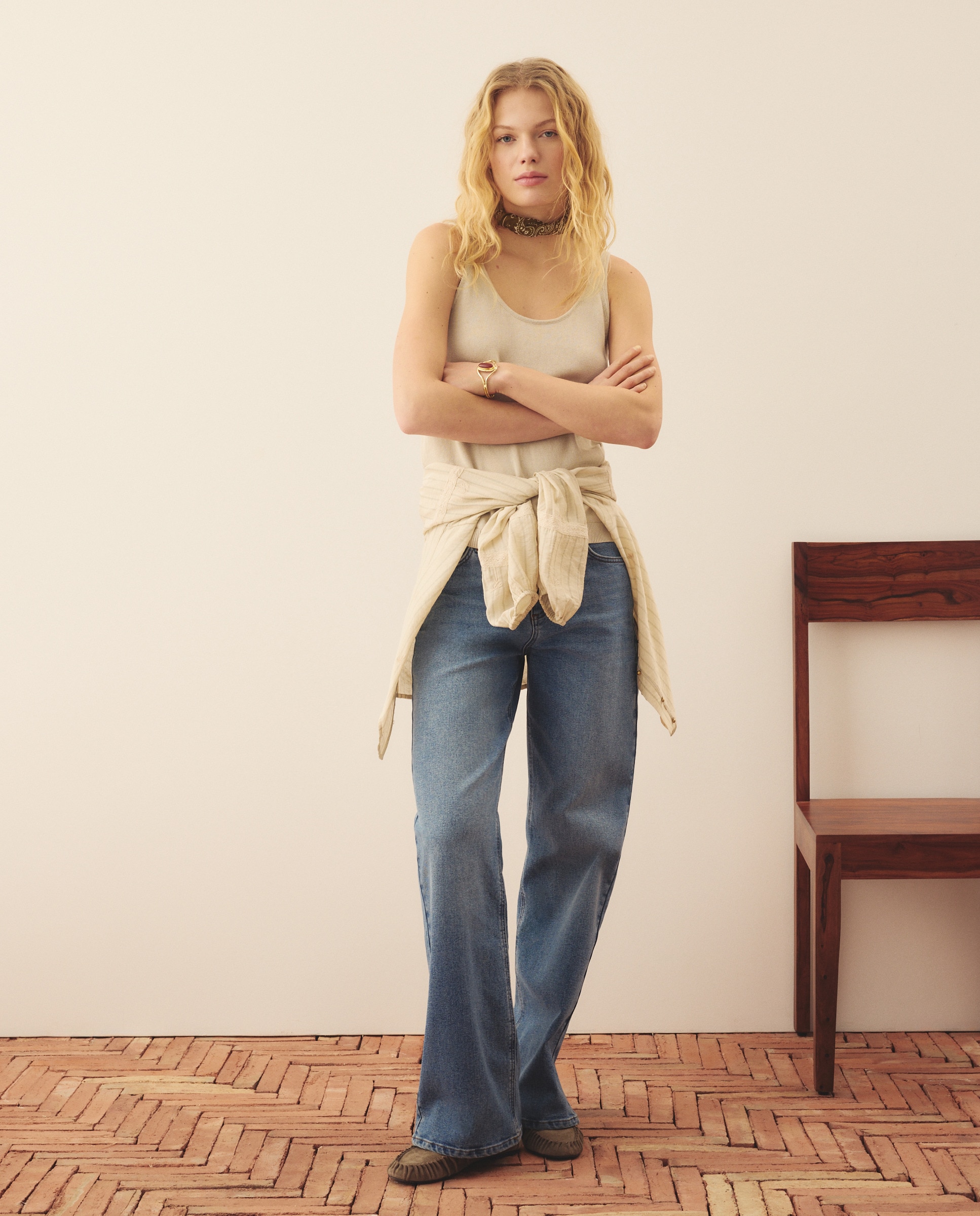 T-shirt de Tricot sem Mangas 300 Amarelo-2