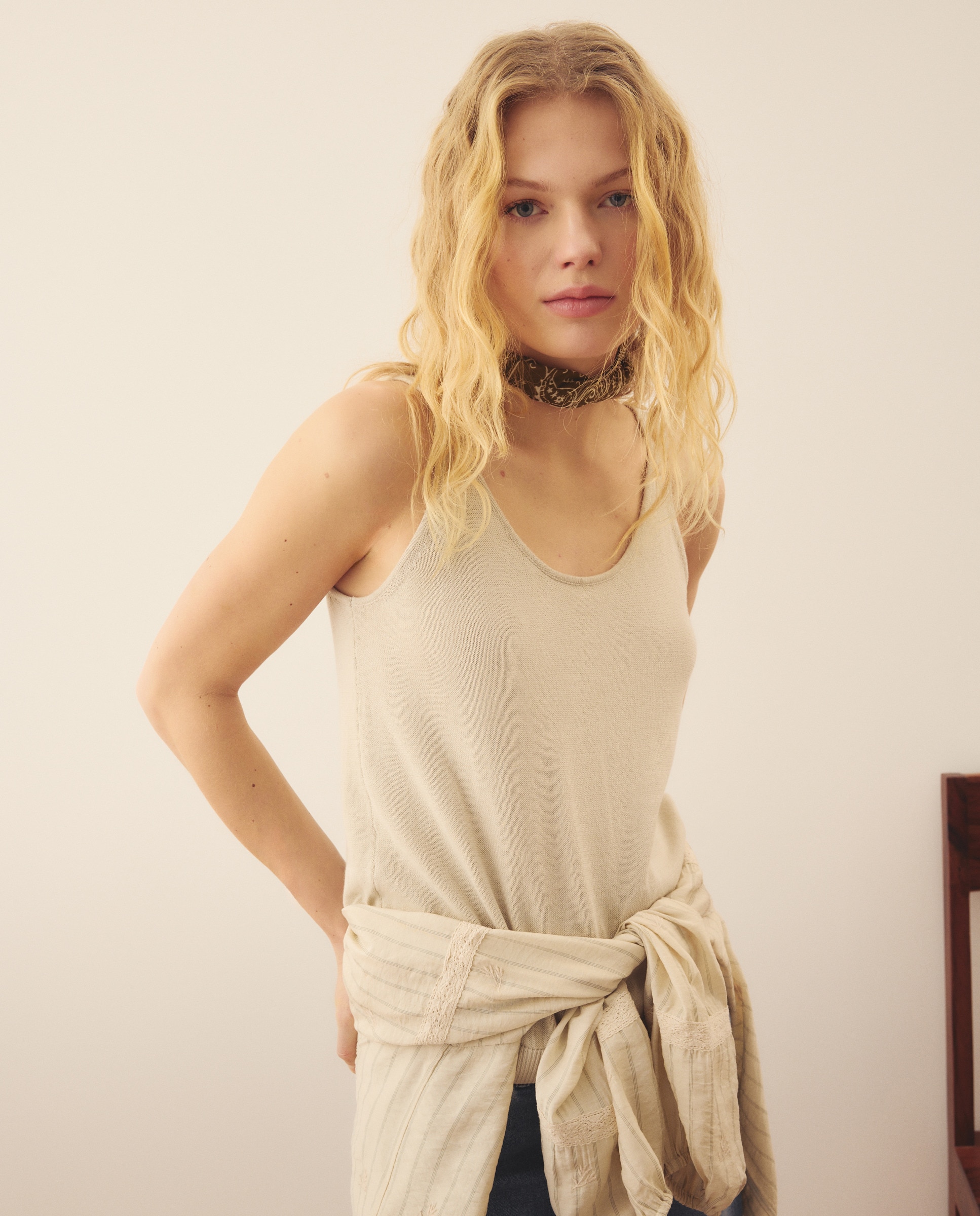 T-shirt de Tricot sem Mangas 300 Amarelo-4