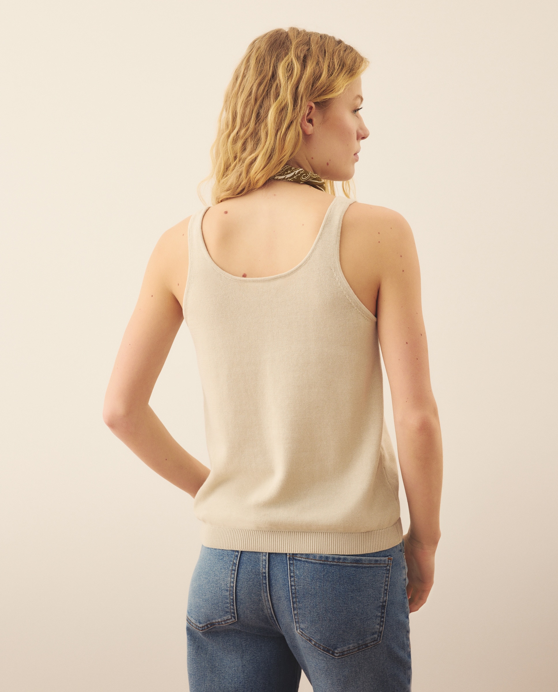 T-shirt de Tricot sem Mangas 300 Amarelo-3