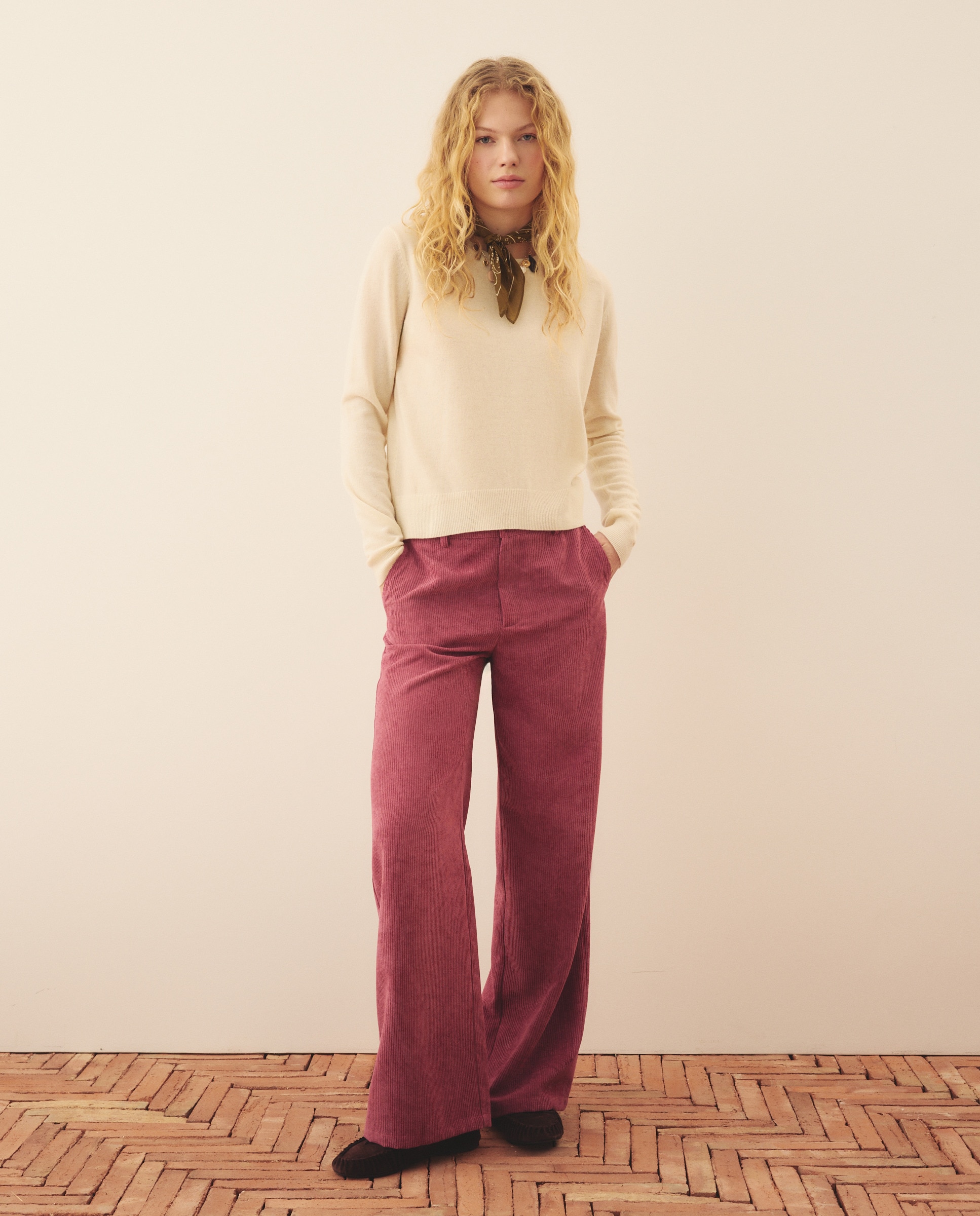 Camisola de Malha de Lã Merino 150 Baunilha-2