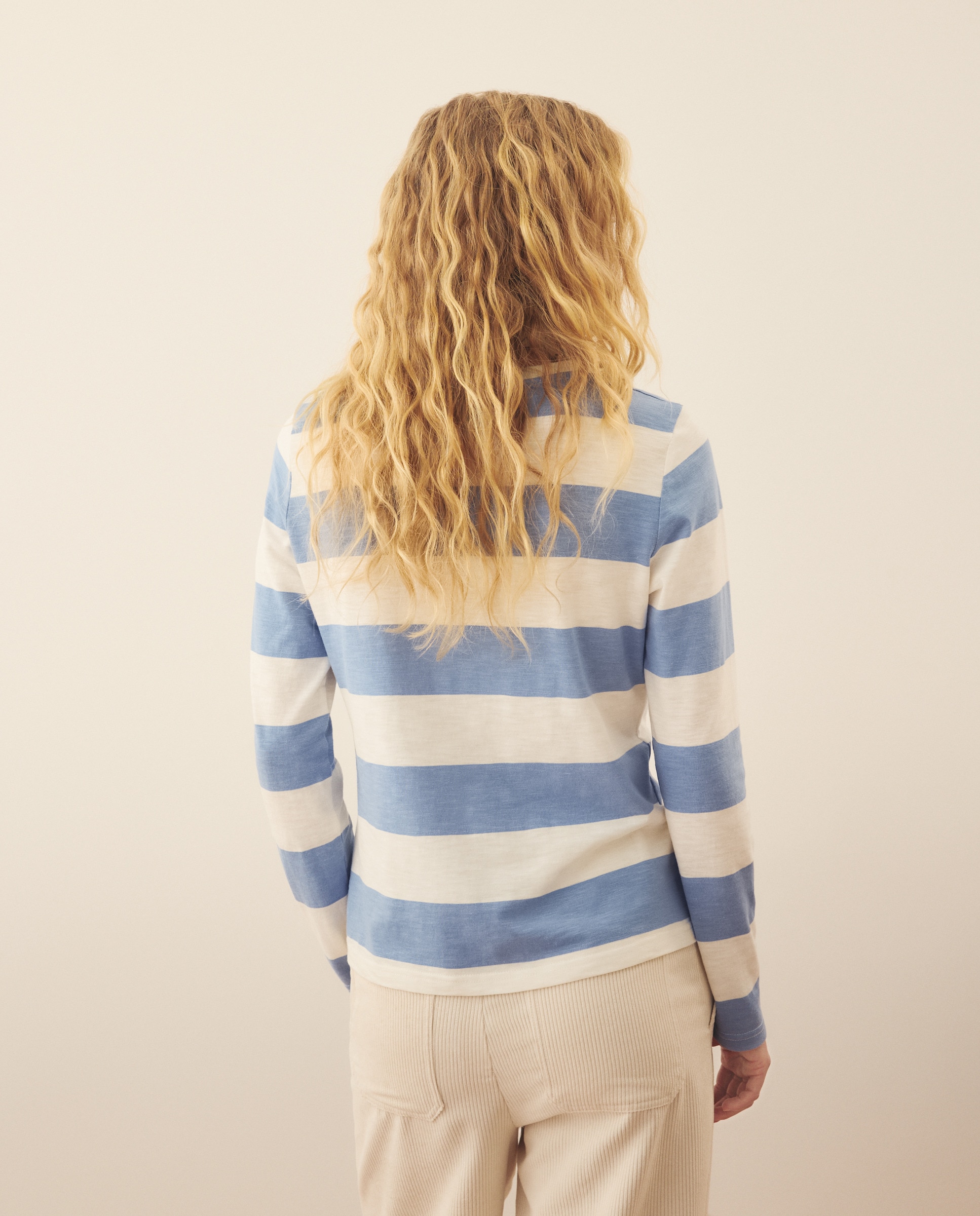 T-shirt com Risca Larga - Navy Branco-3