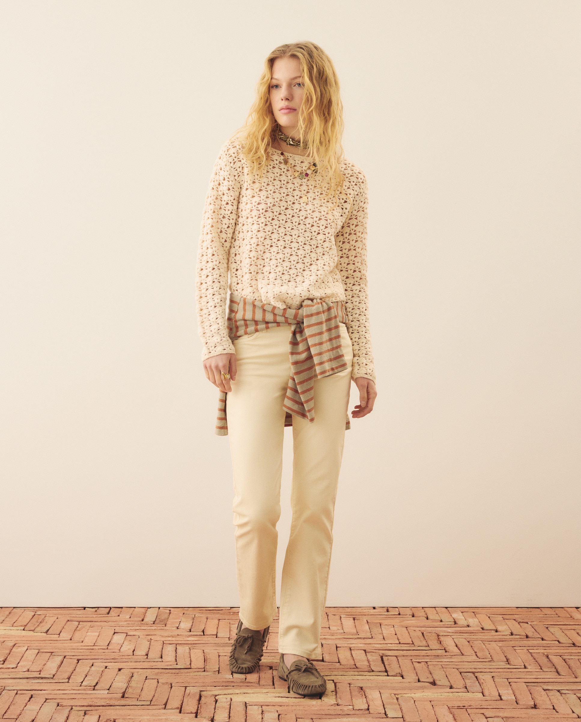 Camisola de Malha em Crochet 120 Cru-2