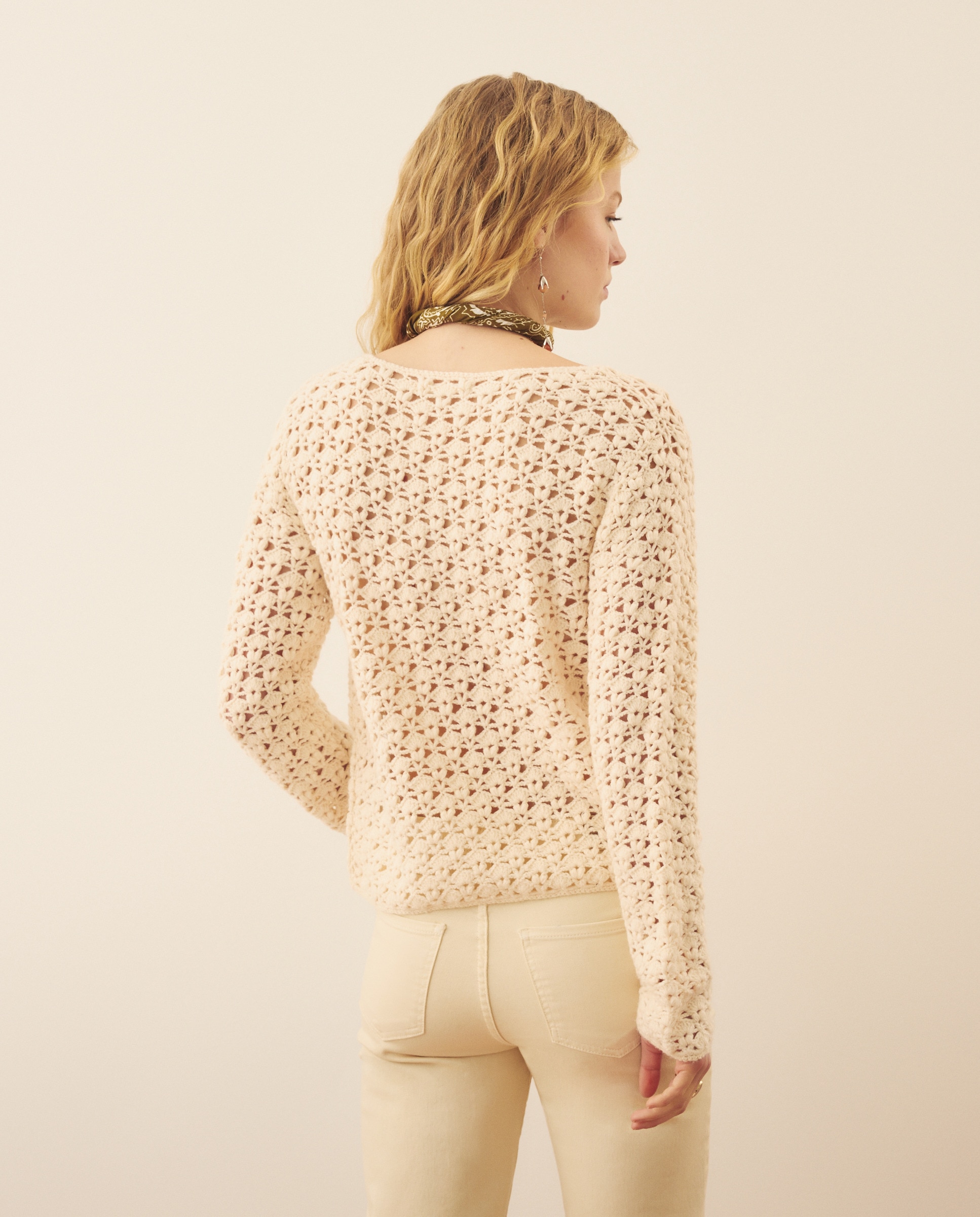 Camisola de Malha em Crochet 120 Cru-3