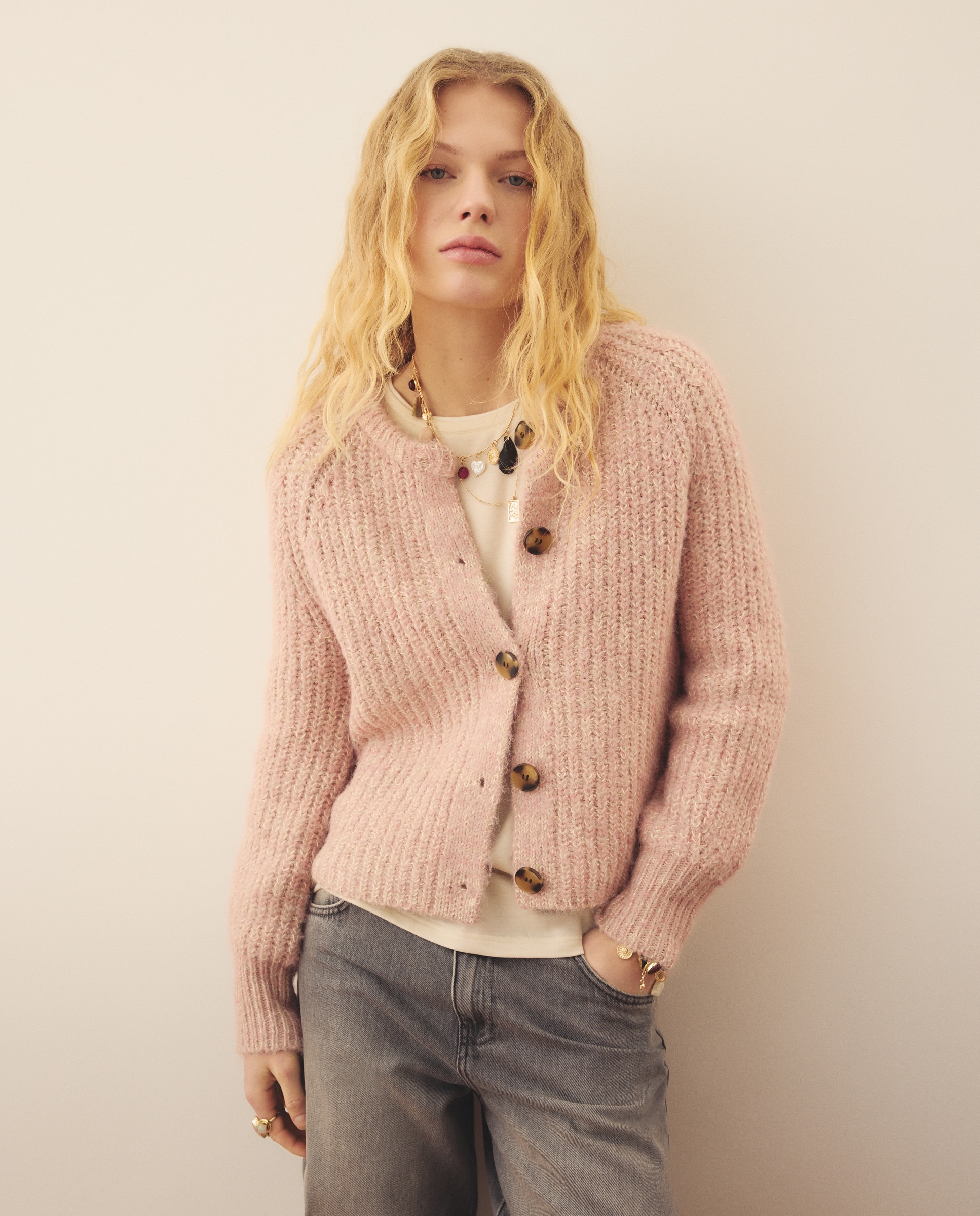 Casaco de Tricot NOE 200 Rosa-4