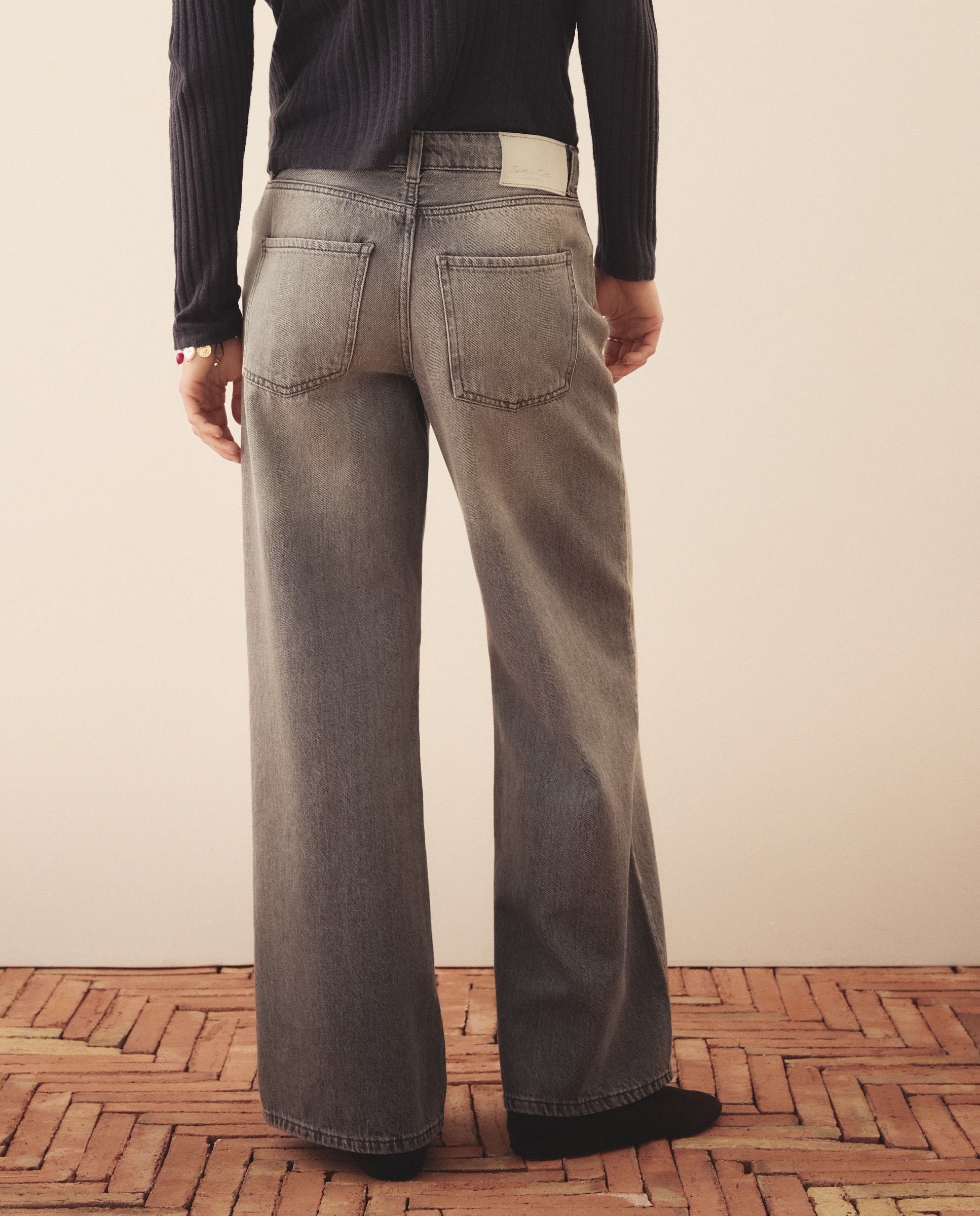 Jeans Straight de Algodão 820 Cinzento Médio-3