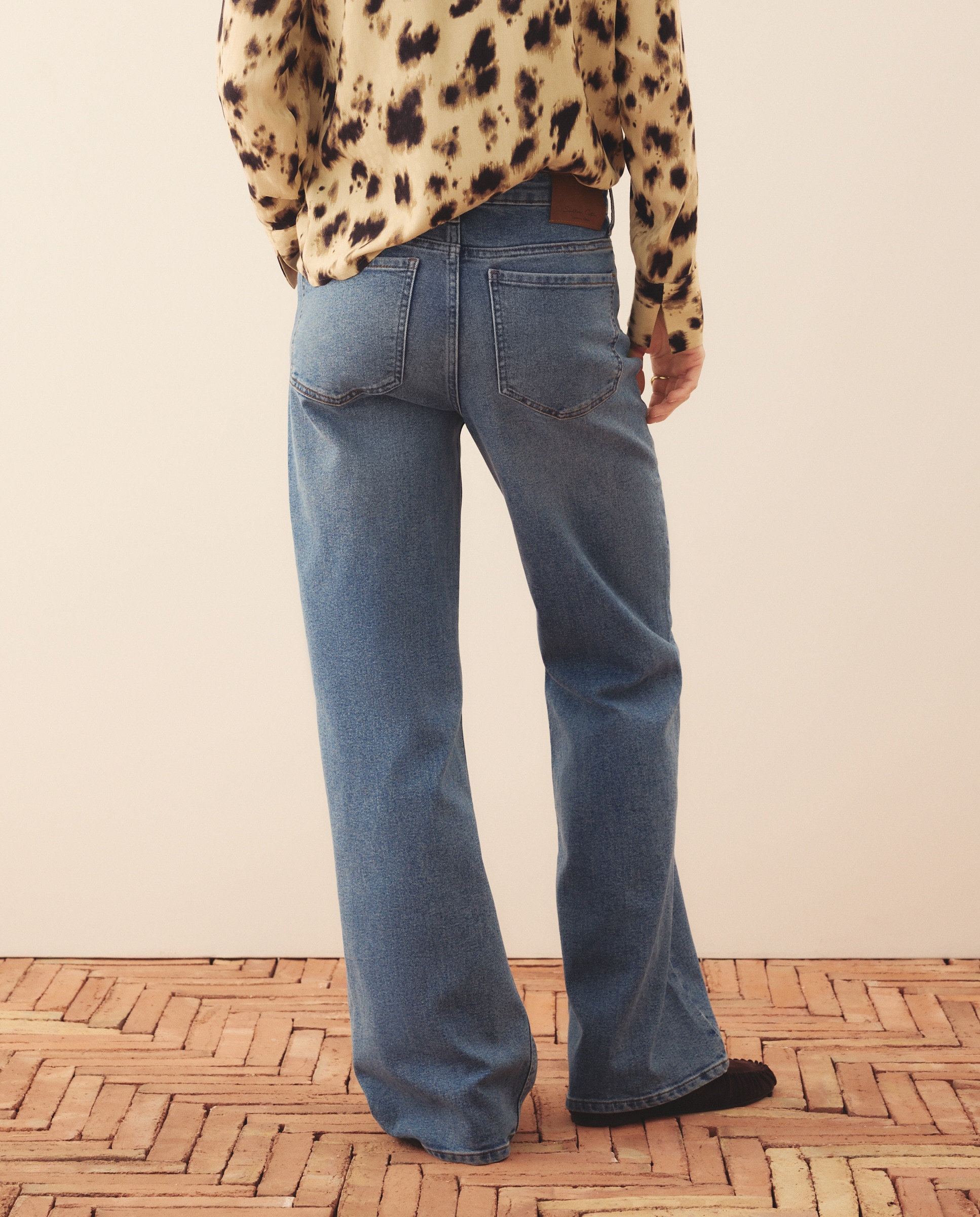 Jeans straight de mulher com cinco bolsos Azul pálido-3