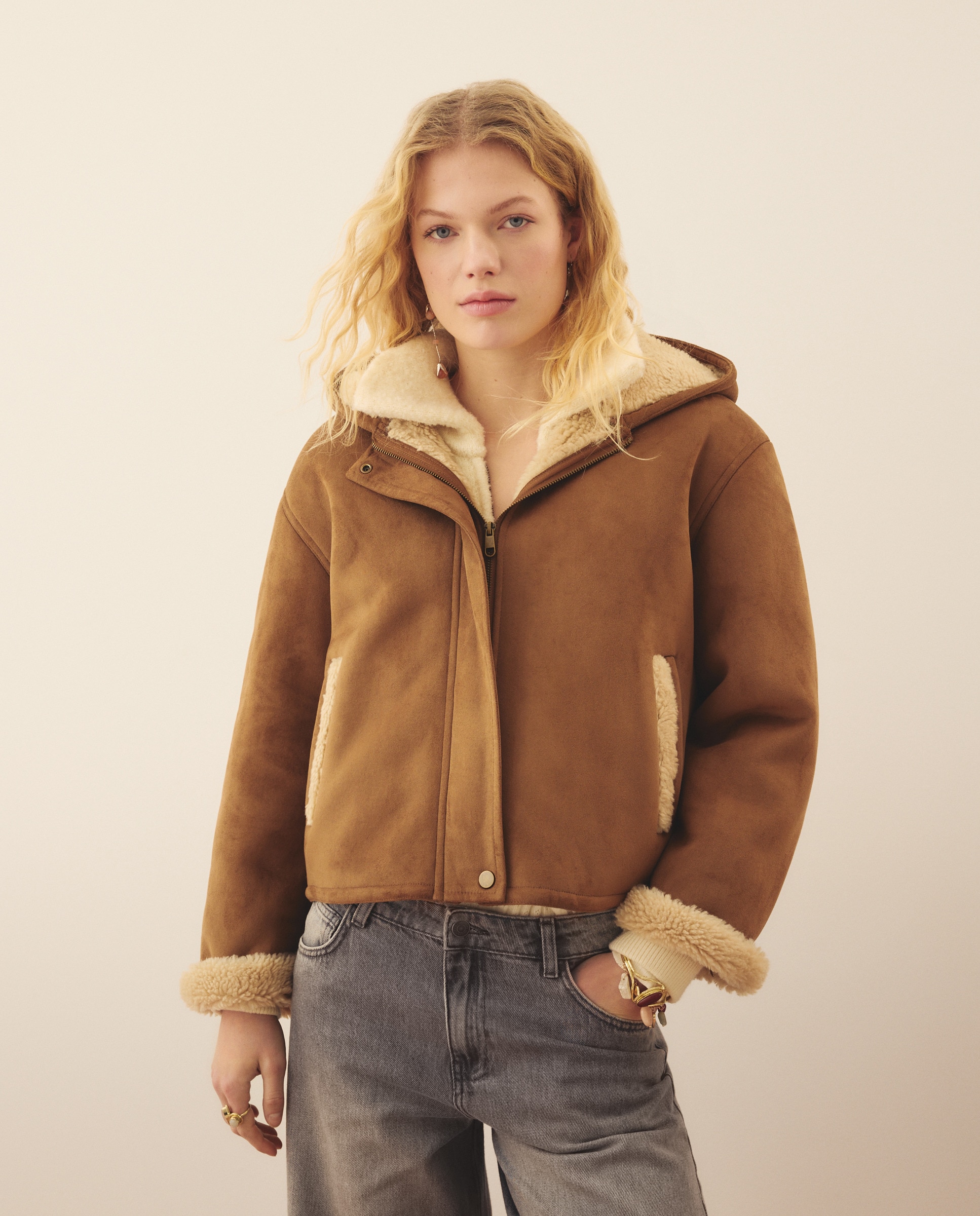 Casaco de Dupla Face 730 Camel-2