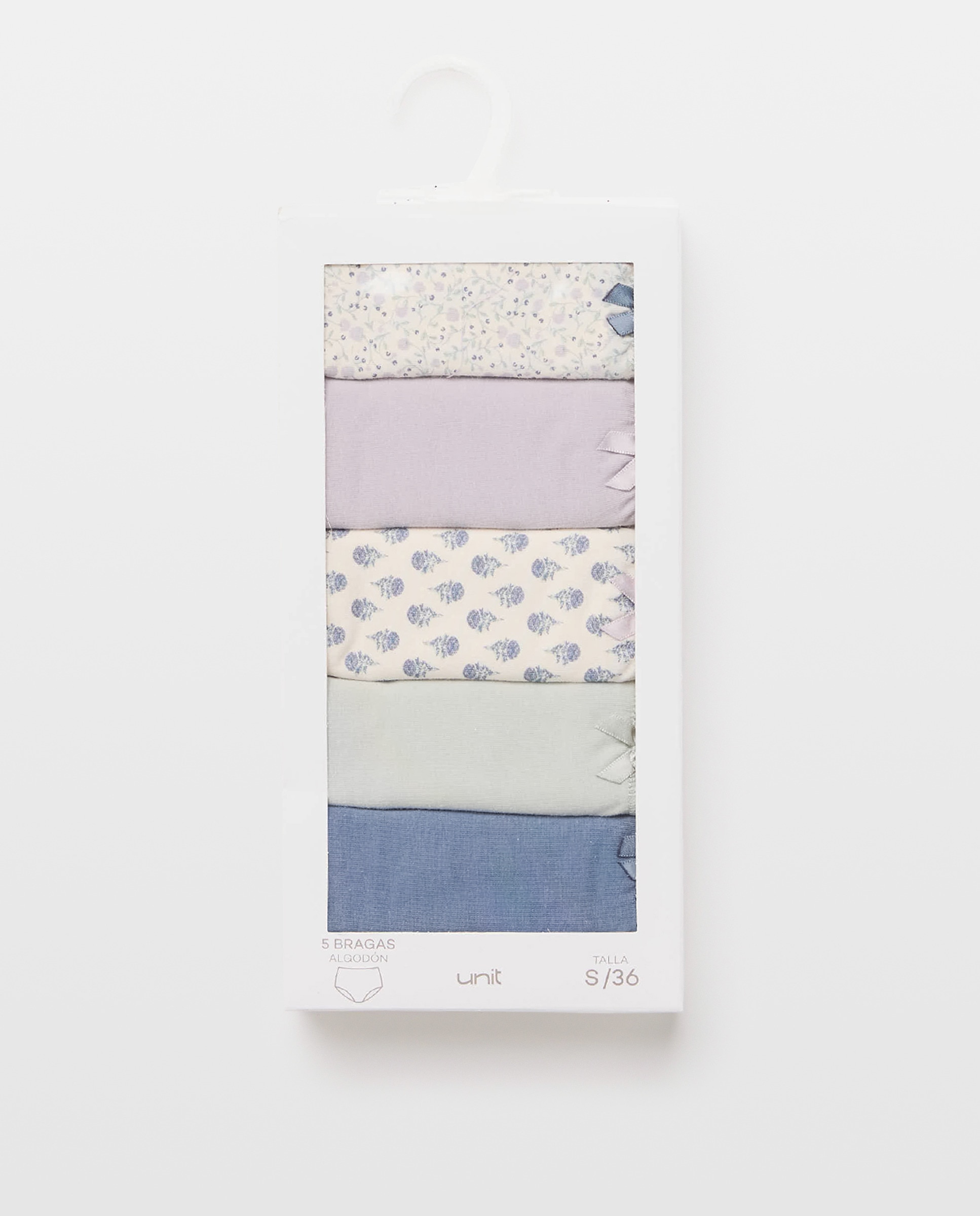 Pack 5 bragas altas de mujer algodón estampadas 284 Lila-6