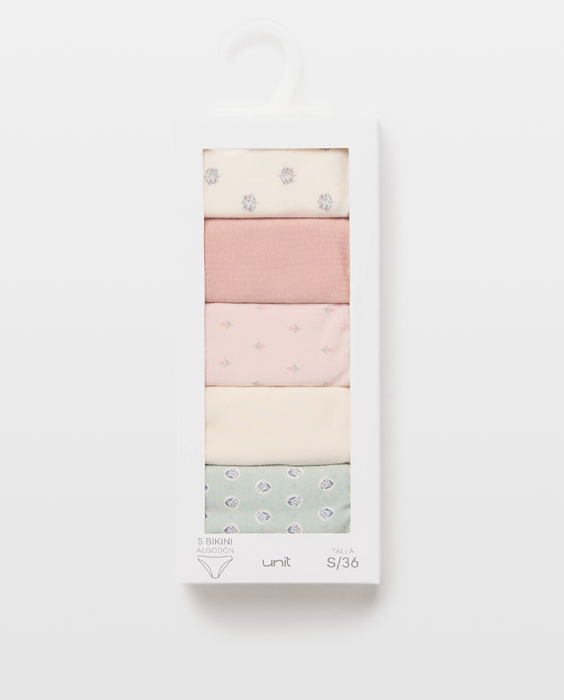 Pack 5 bragas de mujer algodón estampadas 200 Rosa-6