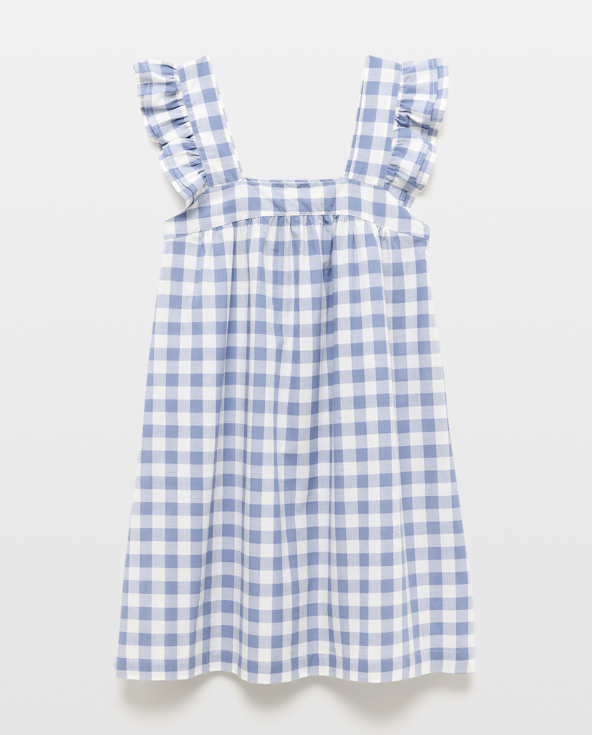 Camisón mujer algodón escote cuadrado vichy Azul-3