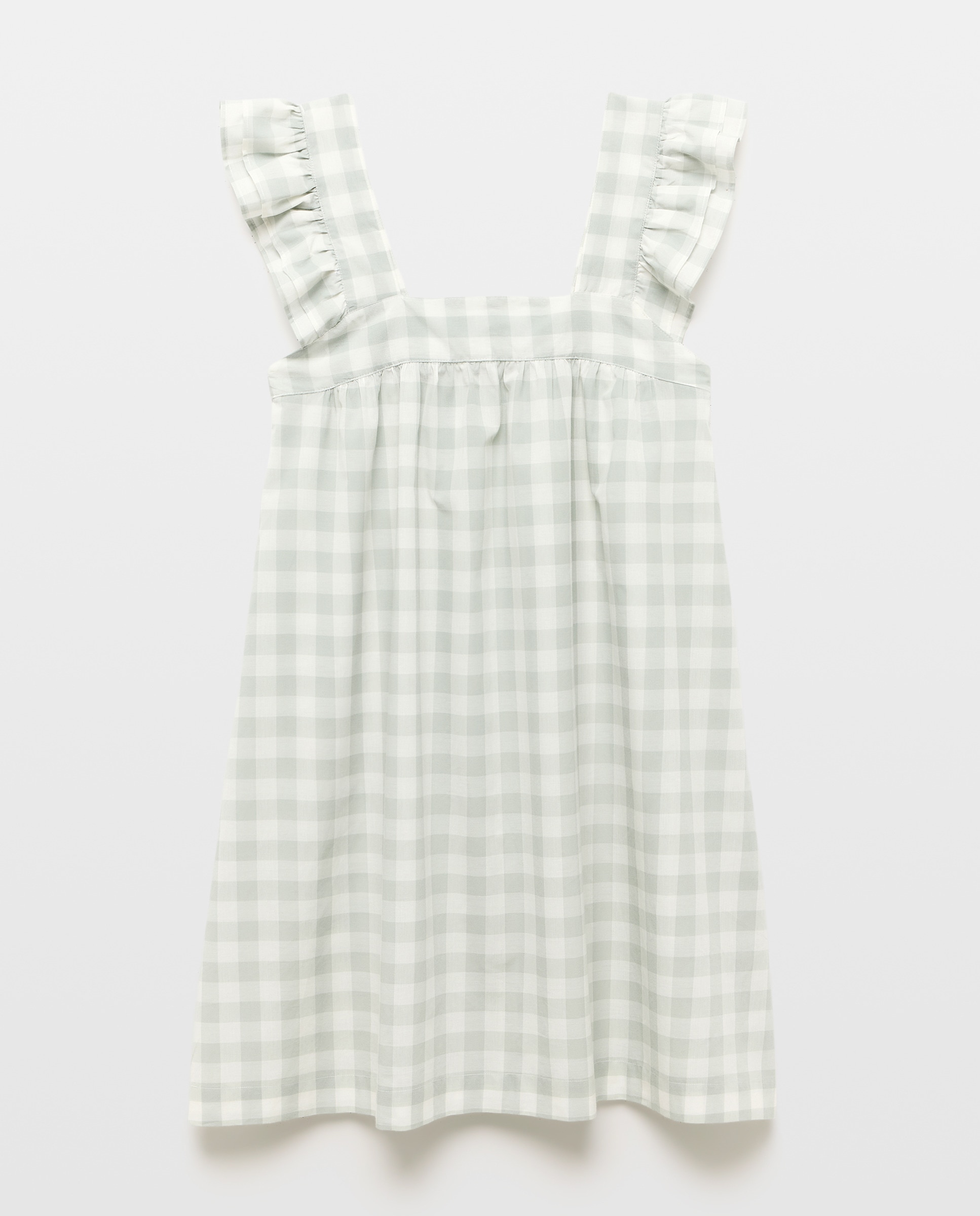 Camisón mujer algodón escote cuadrado vichy Verde-3