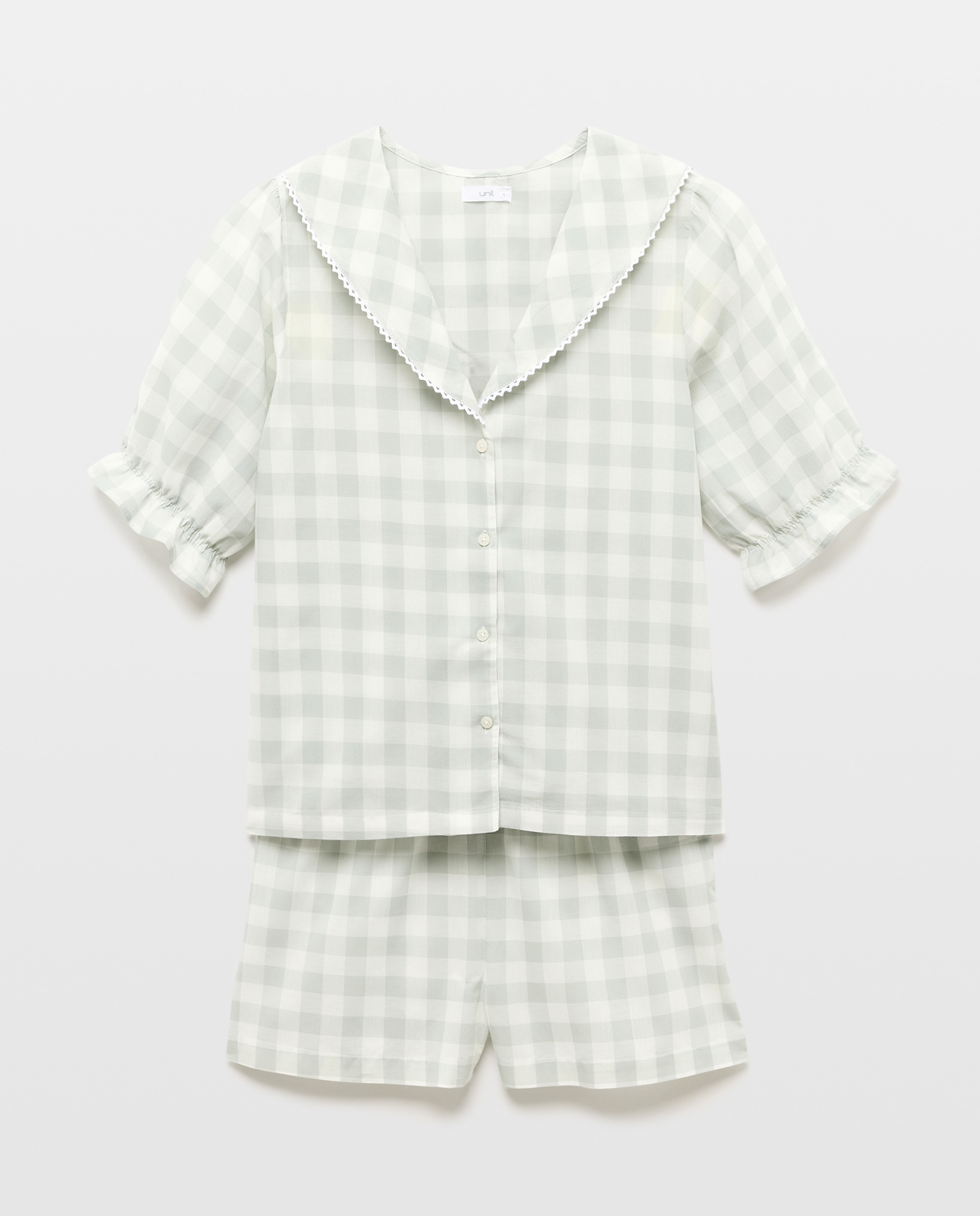 Pijama mujer algodón cuadro vichy Verde-3