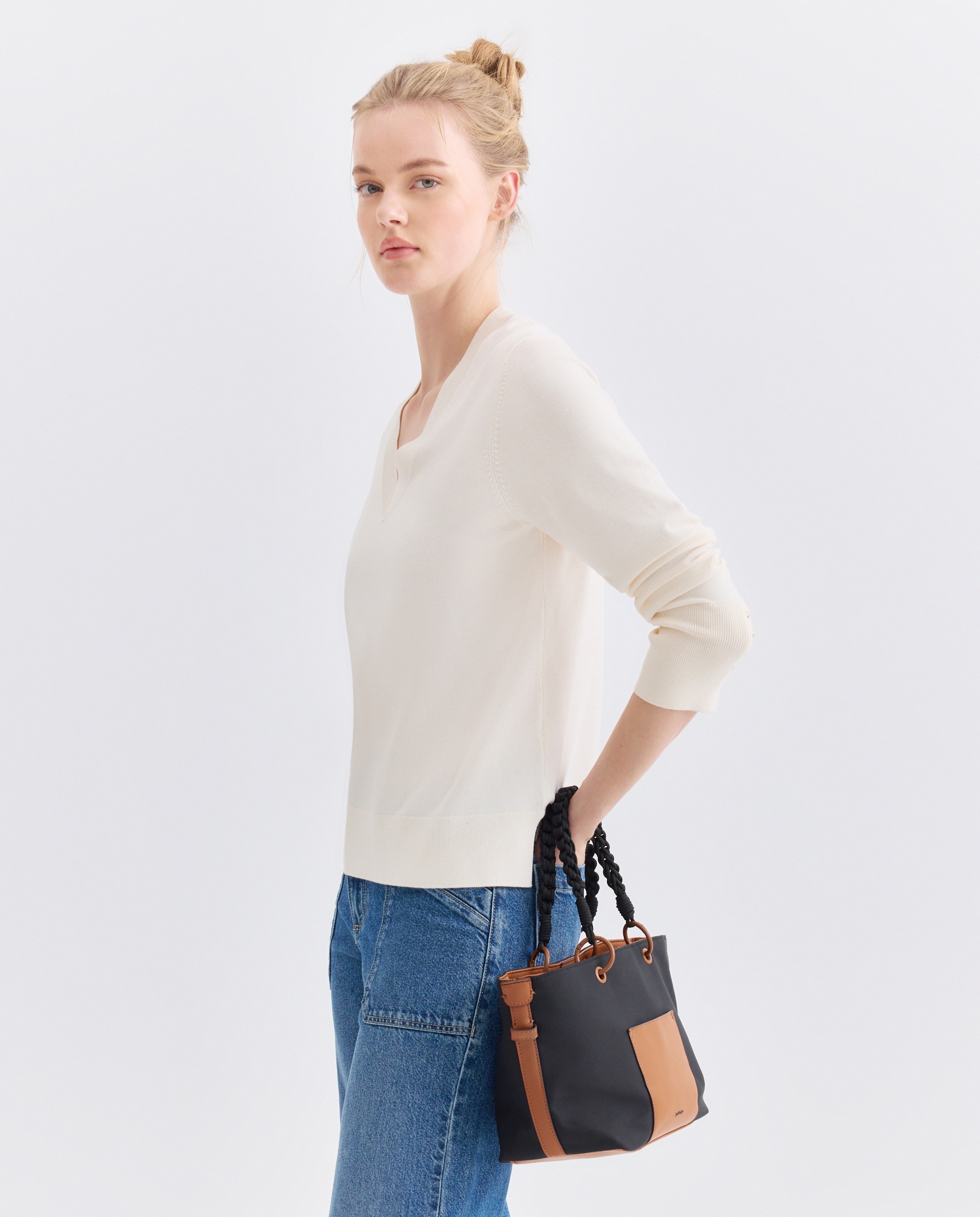 Mala a Tiracolo com Alça Entrançada Preto-6