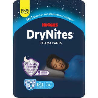 Teen calzoncillos de noche absorbentes para niños 8-13 años 30-48 kg talla grande bolsa 13 unidades - Huggies Dry Nites