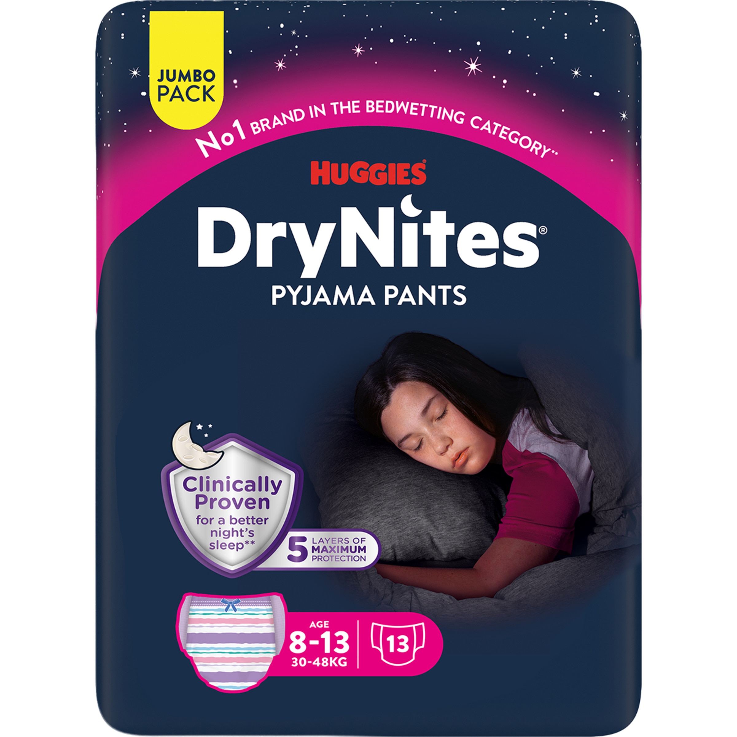 Teen braguitas de noche absorbentes para niñas 8-13 años 30-48 kg talla grande bolsa 13 unidades