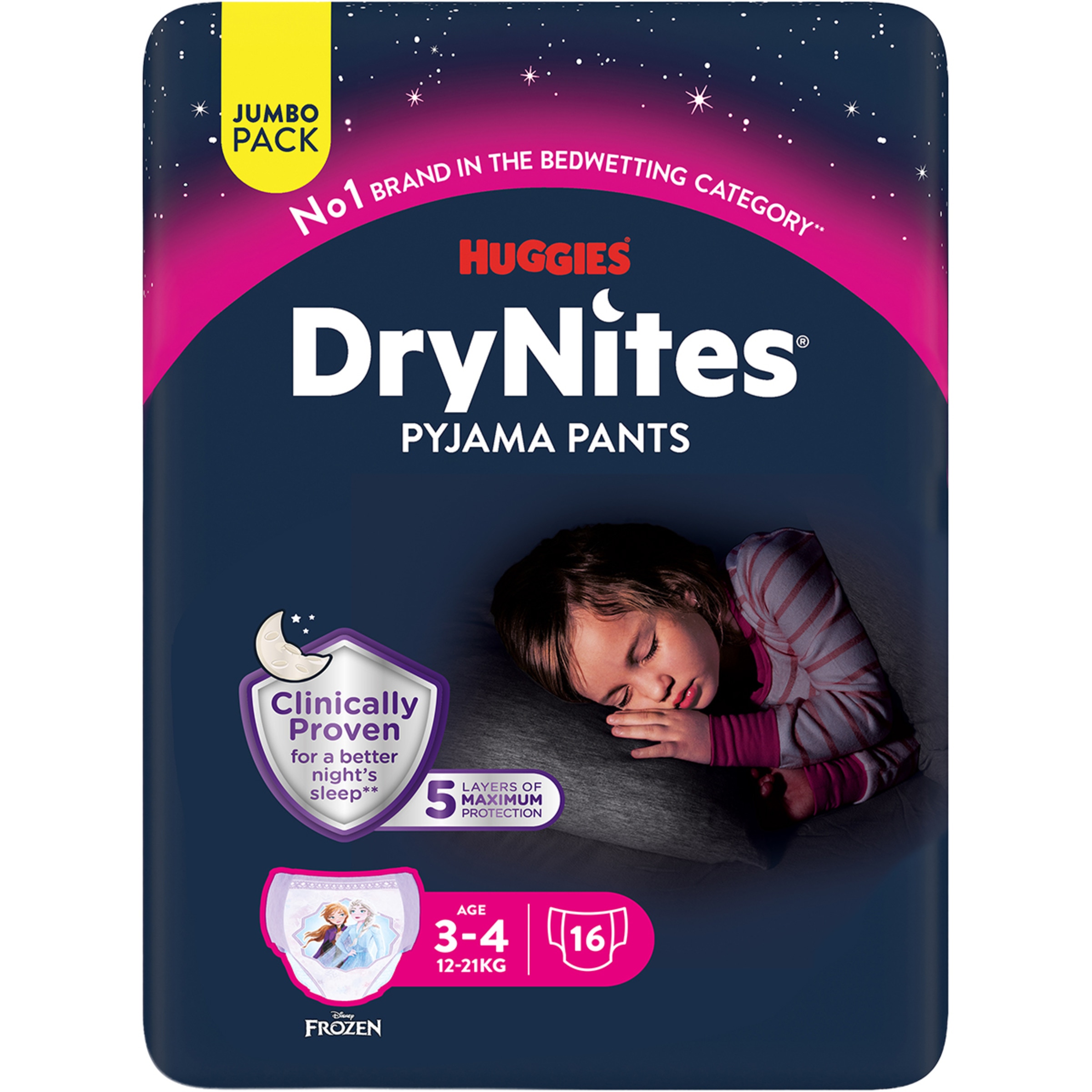 braguitas de noche absorbentes para niñas 3-4 años 12-21 kg bolsa 16 unidades
