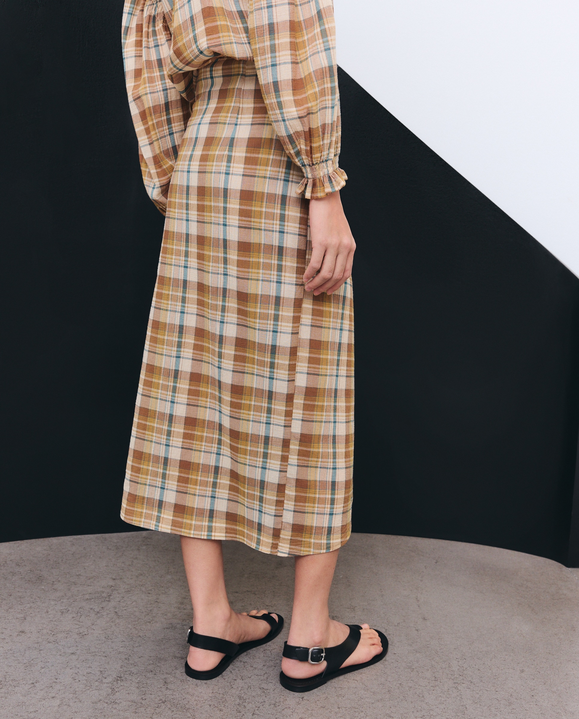 Saia Midi Estampada Branco-3