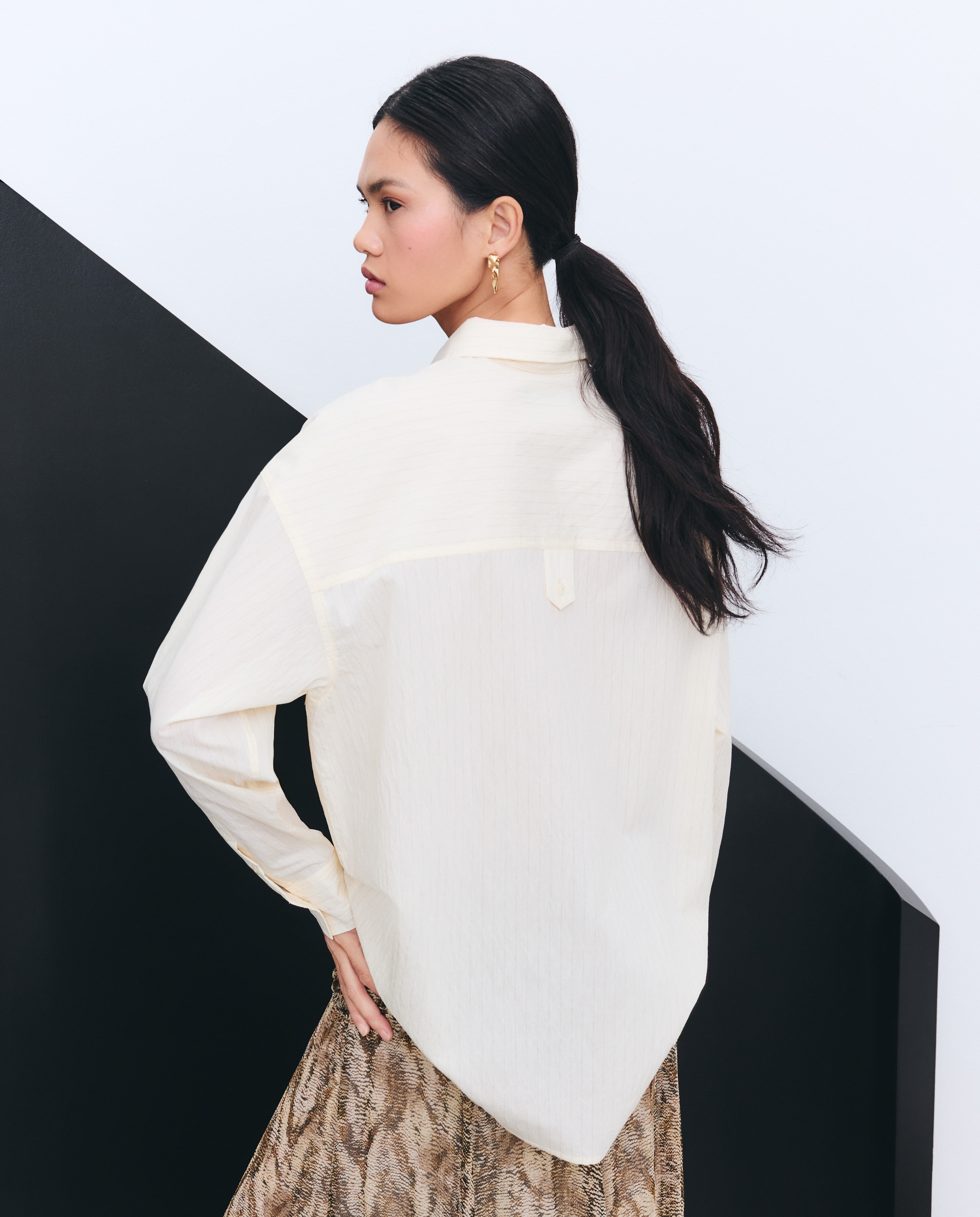 Blusa de Manga Comprida Estampada Branco-3