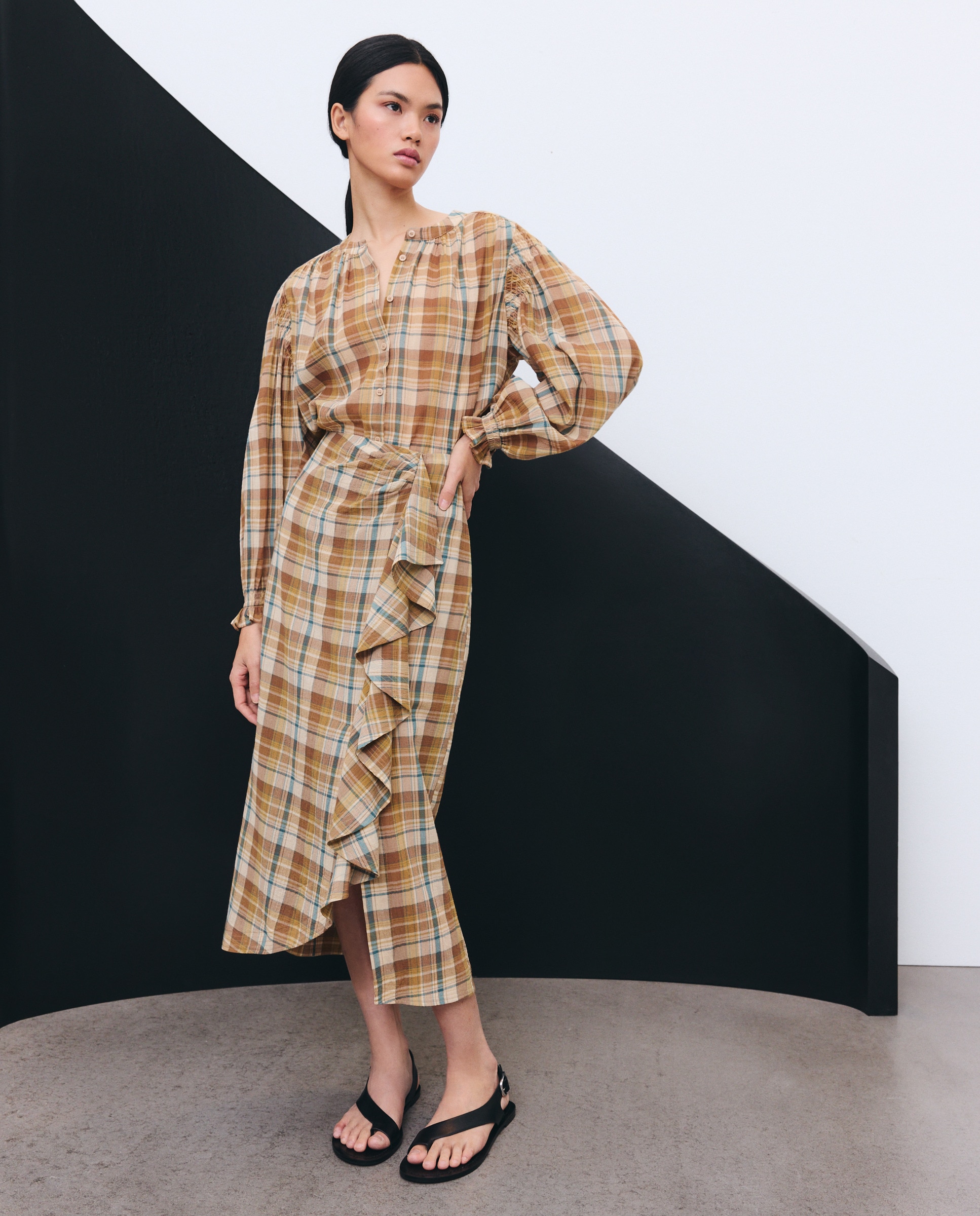 Blusa de Manga Comprida Estampada Castanho-2