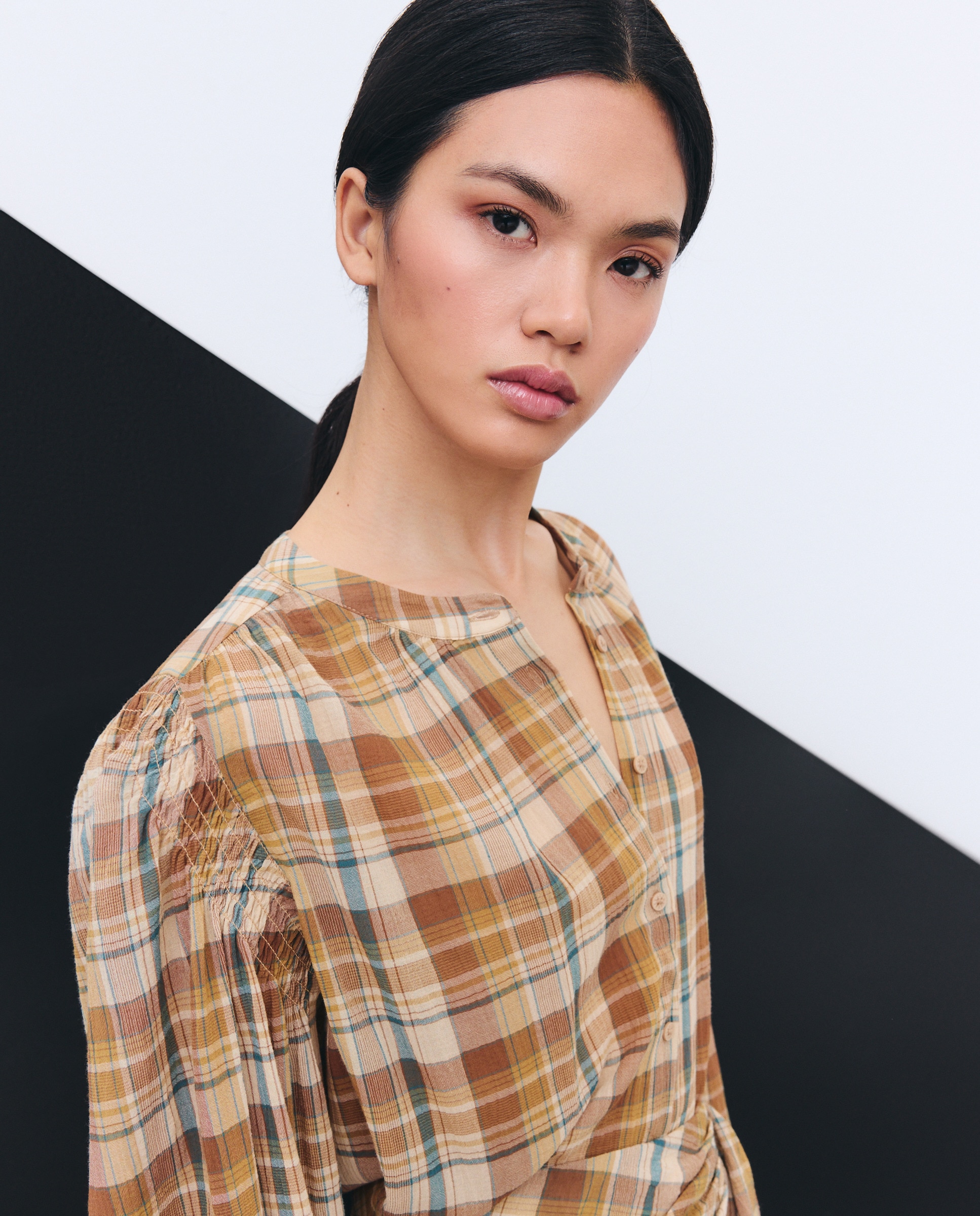 Blusa de Manga Comprida Estampada Castanho-4