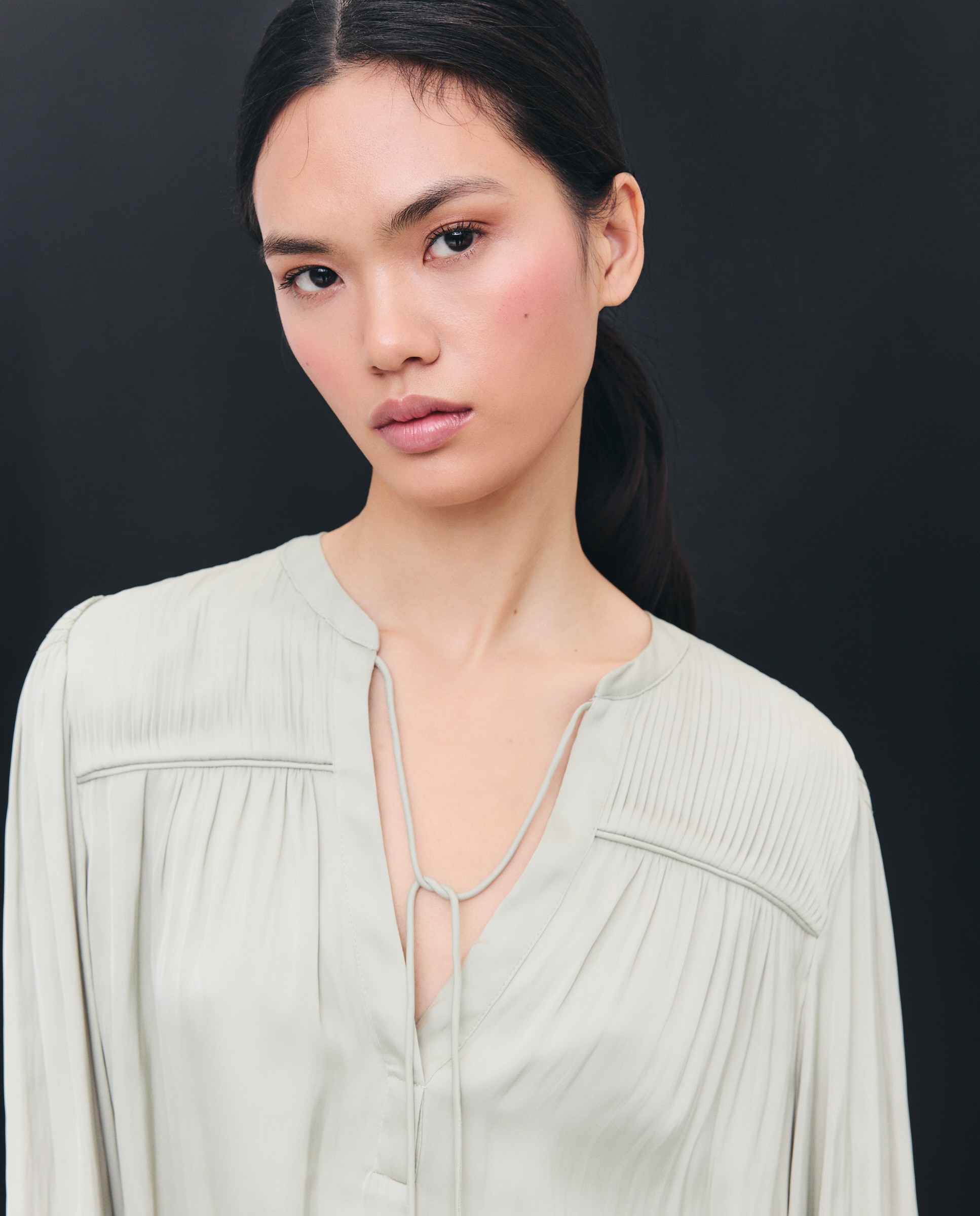 Blusa com Manga Comprida e Cordão Smoke Verde-flúor-1