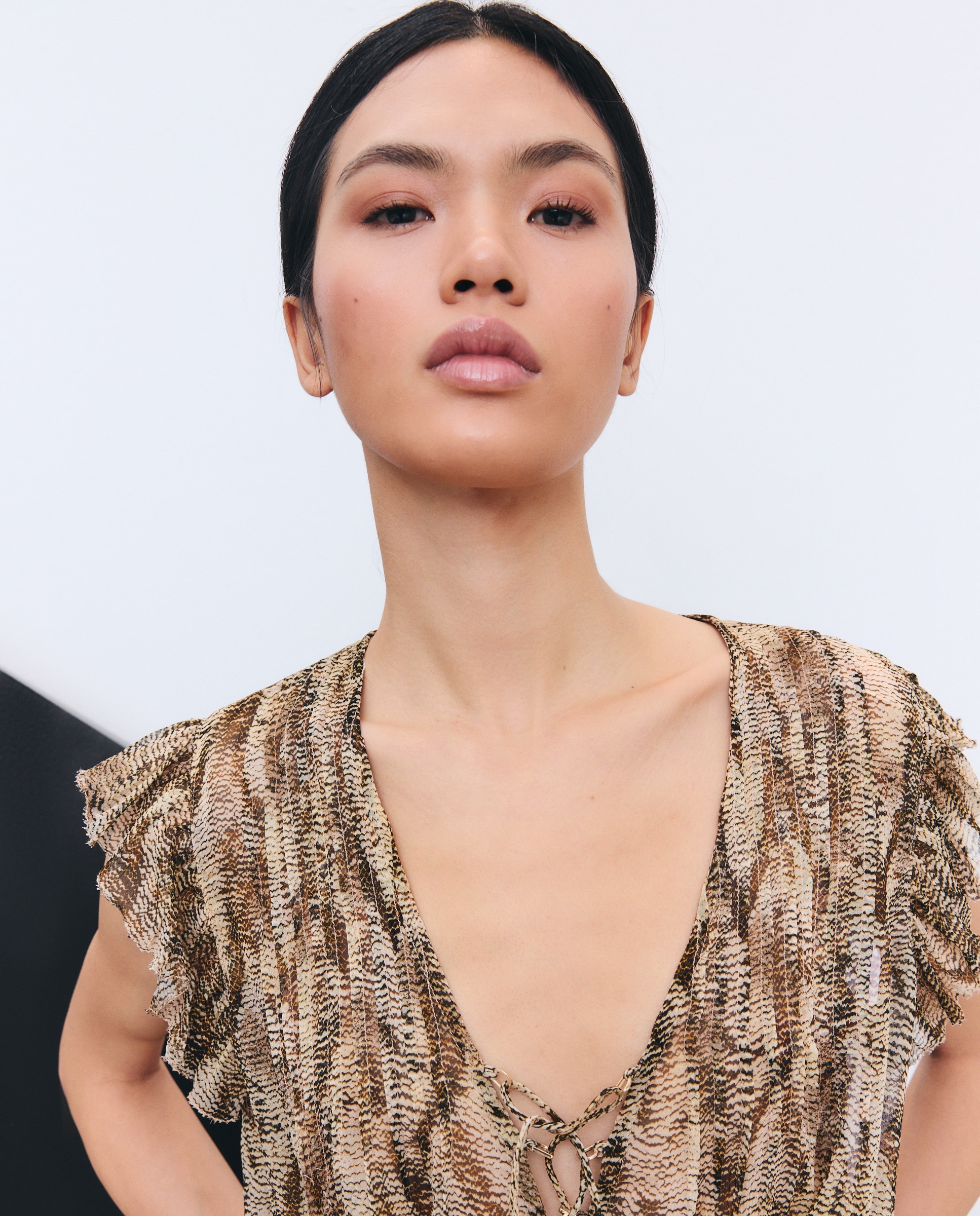 Blusa com Manga Comprida e Animal Print de Réptil Castanho-2