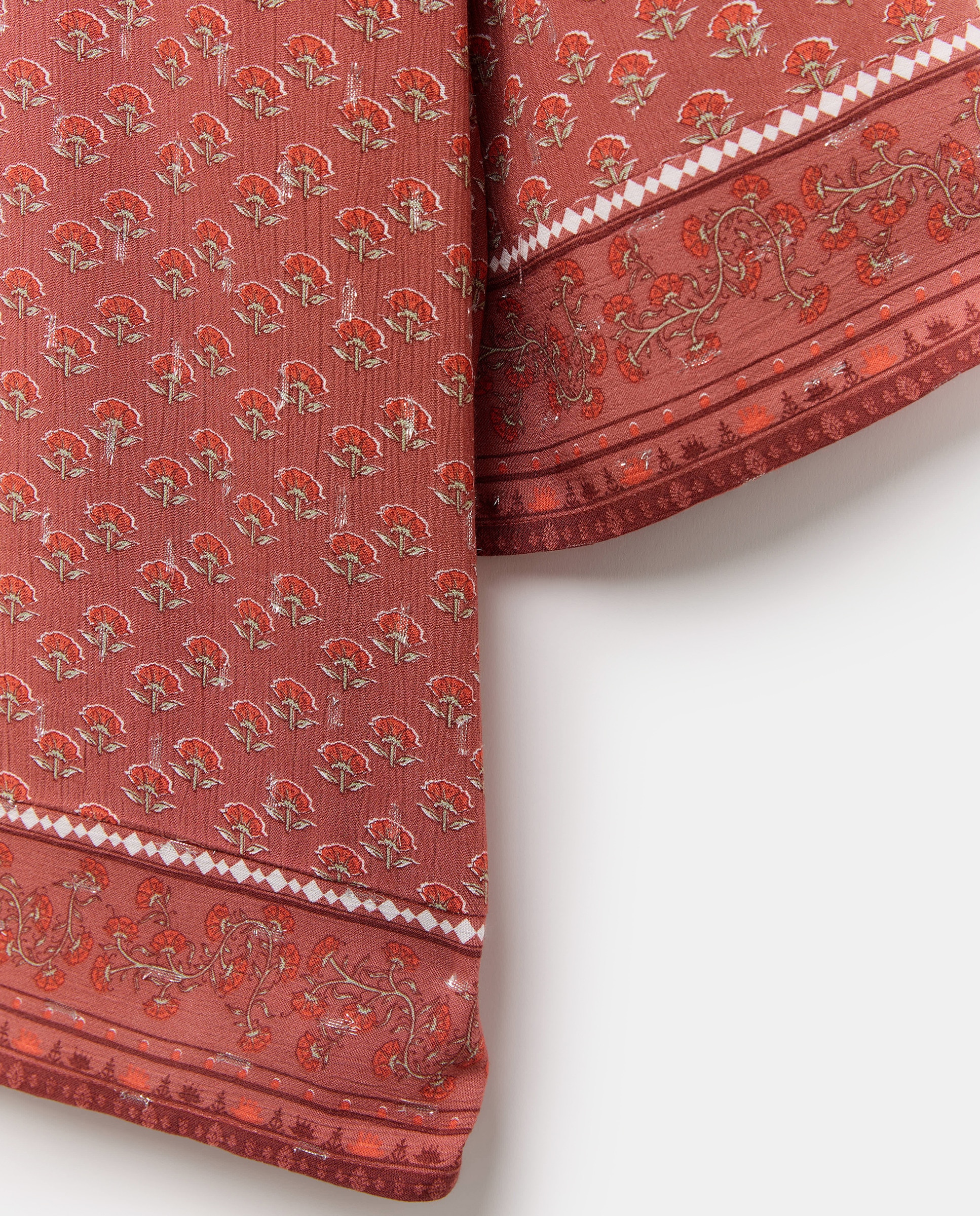 Kimono com Estampado de Rebordo Decorativo 770 Terracota-5