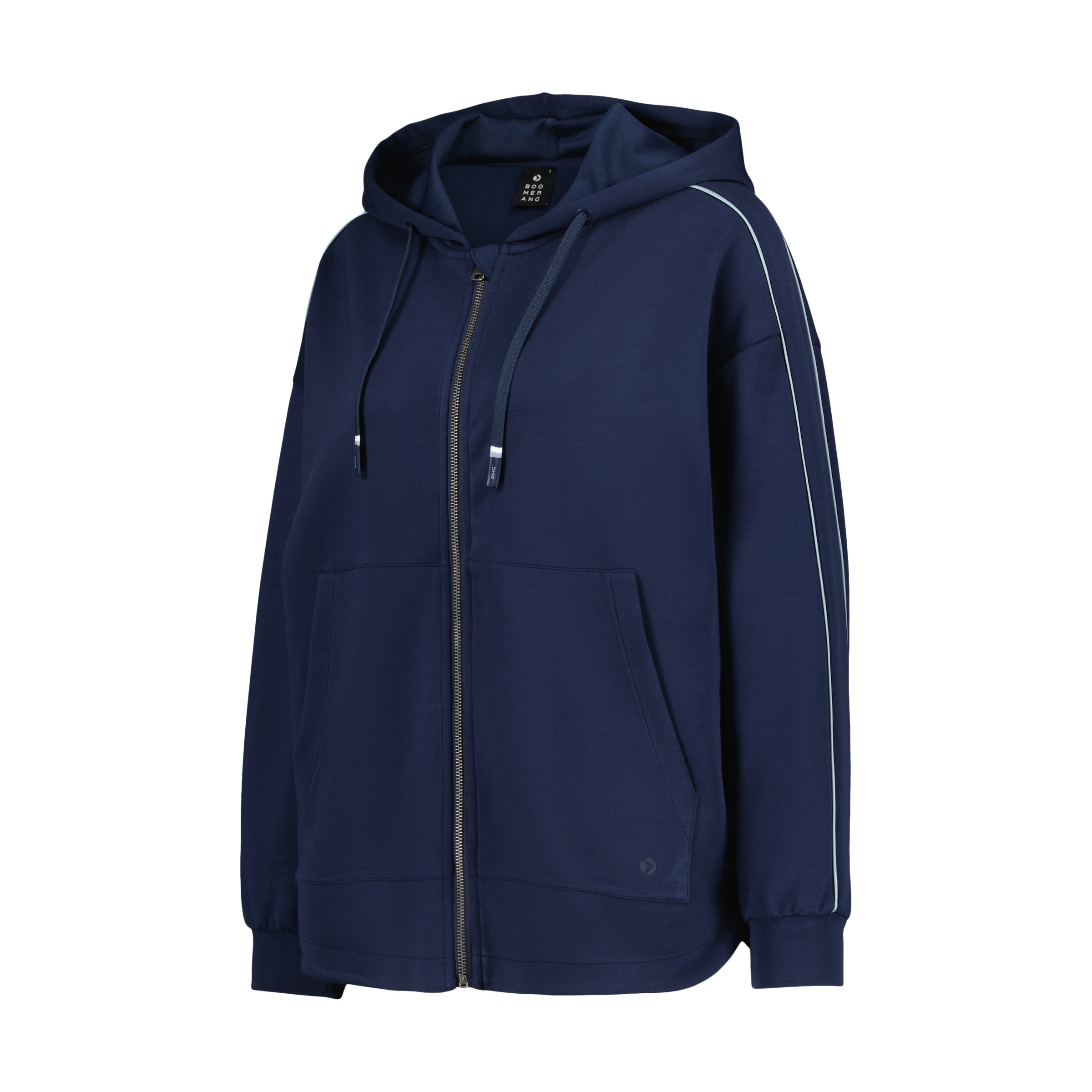 Sweatshirt Aberta de Modal Hoodie Sportcasual de Mulher Azul-marinho-4