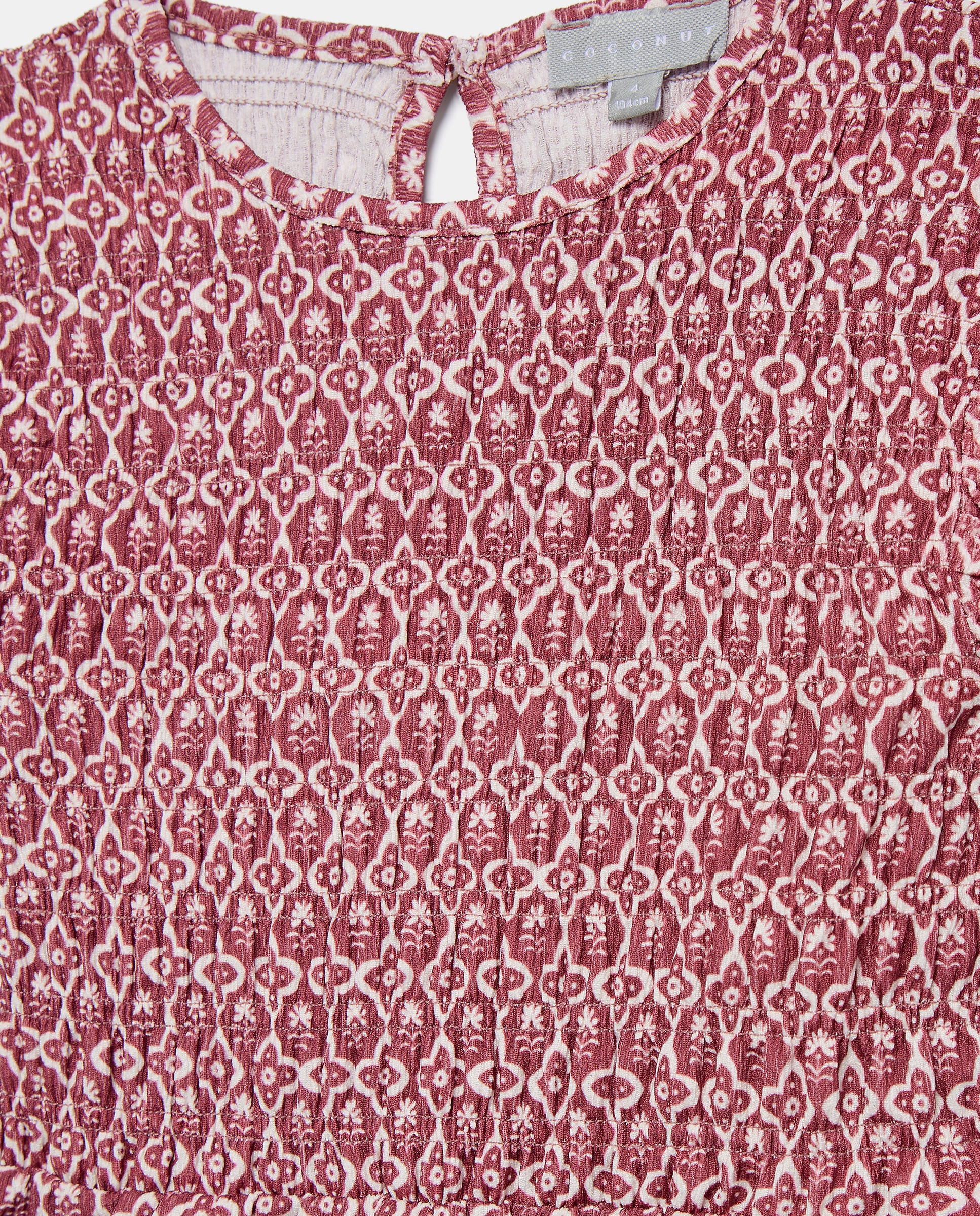 Vestido Circular de Manga Curta com Elásticos e All Over Print Vermelho-6