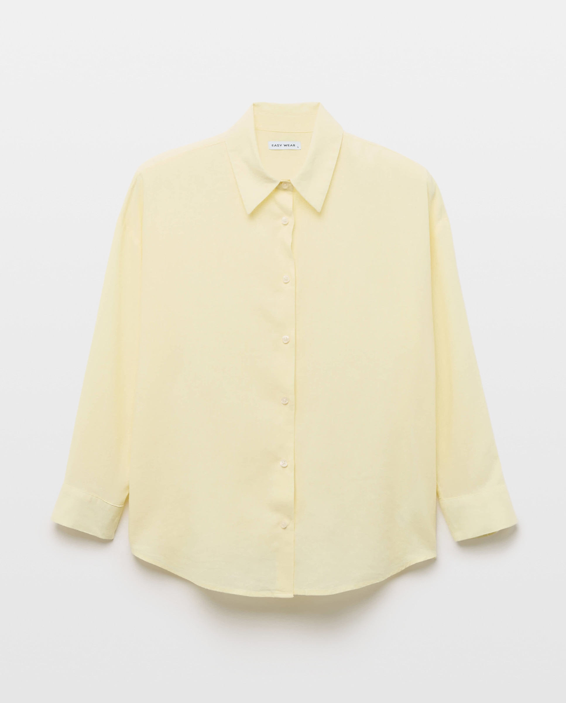 Camisa Lisa de Manga Comprida 310 Amarelo Claro-5