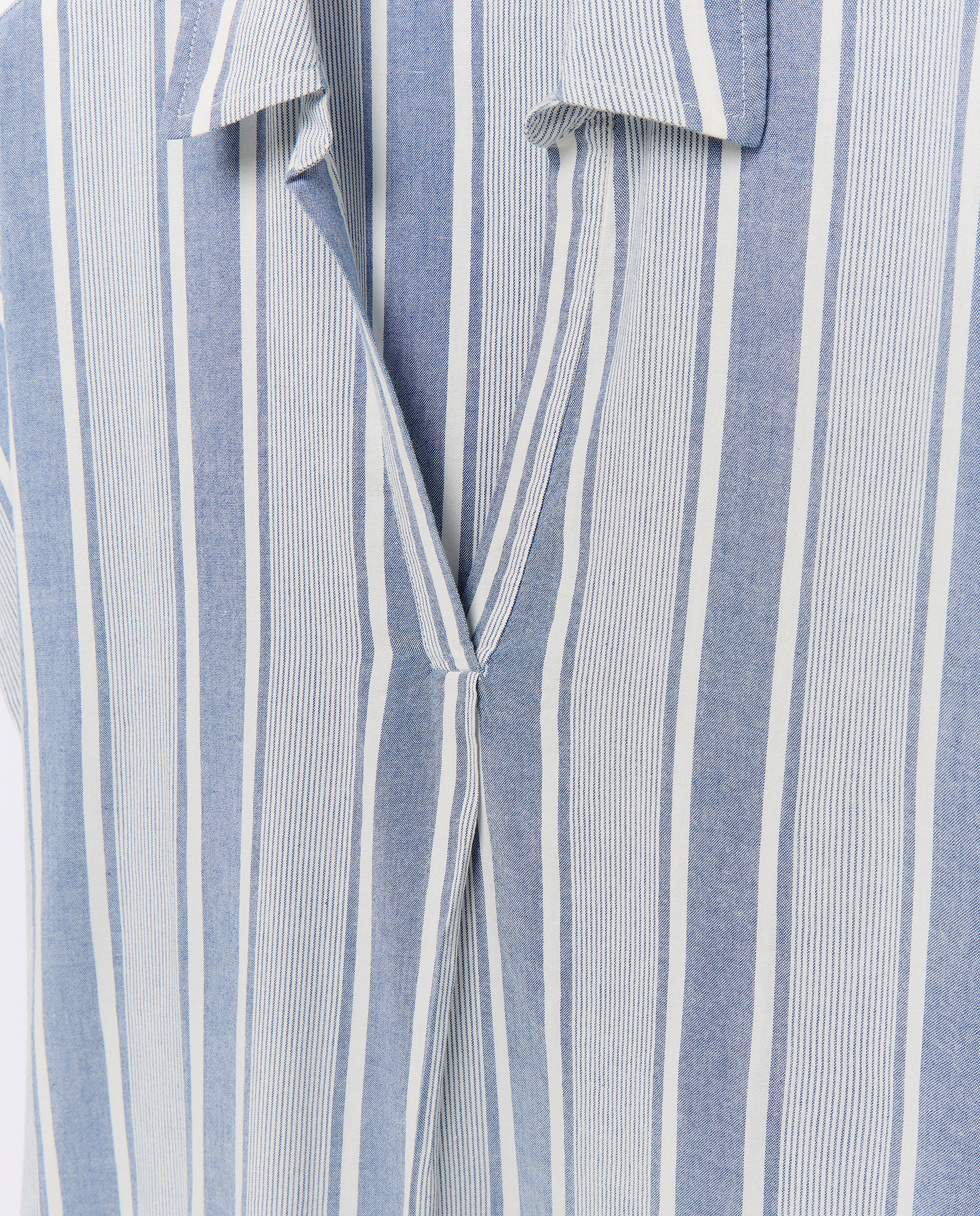 Vestido às Riscas com Manga Curta Azul-5