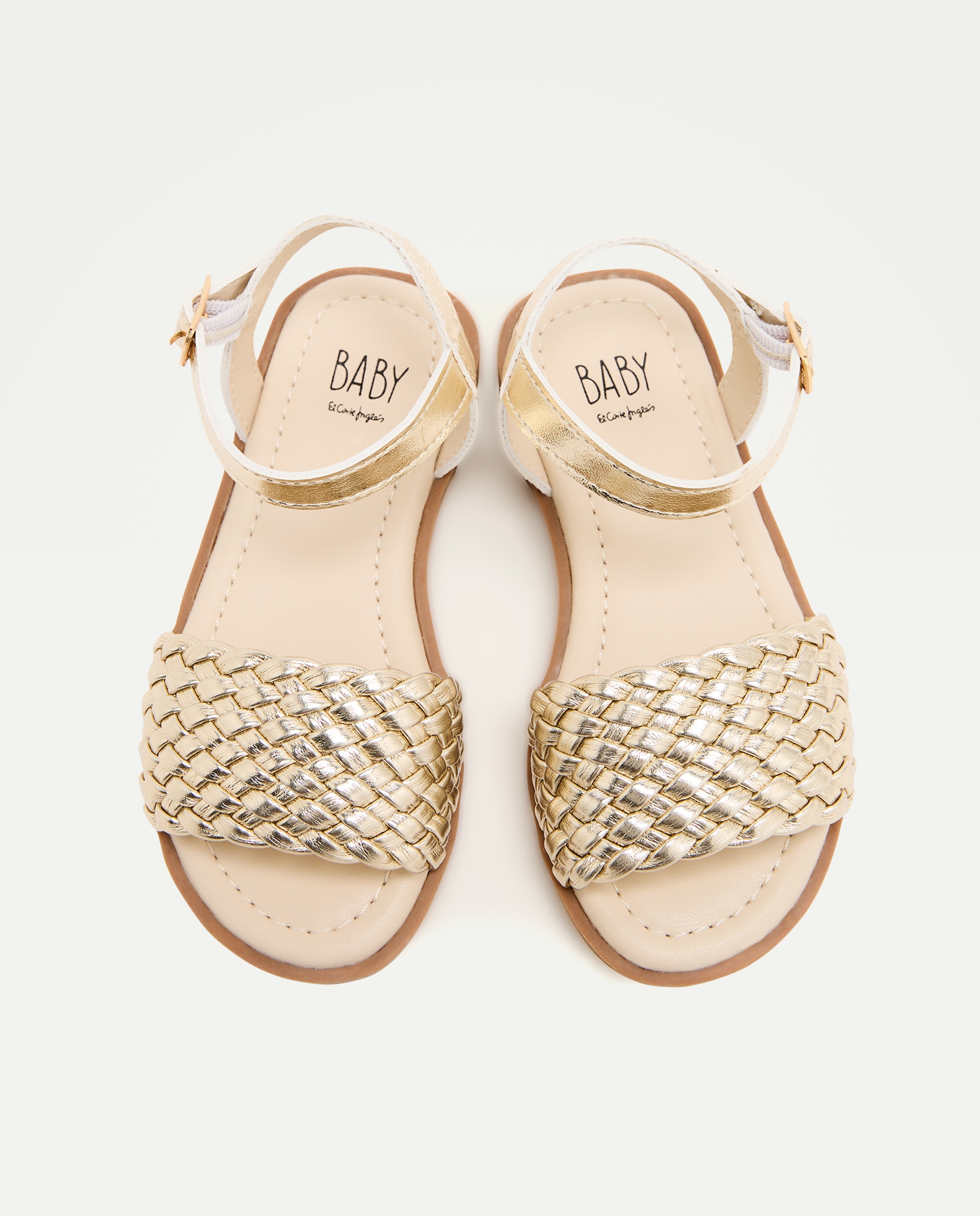 Sandálias de Bebé em Pele Entrançada 390 Ouro-4