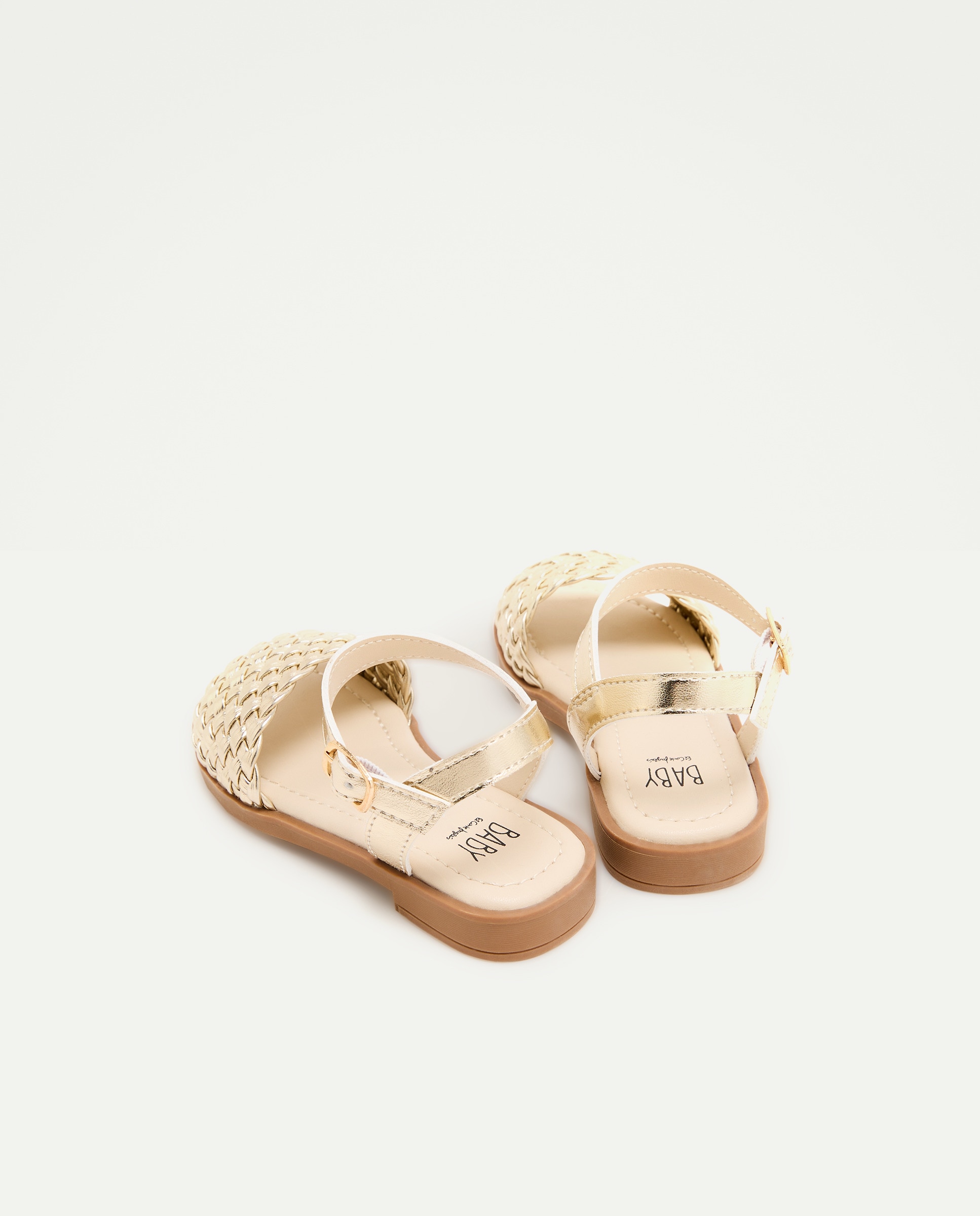 Sandálias de Bebé em Pele Entrançada 390 Ouro-3