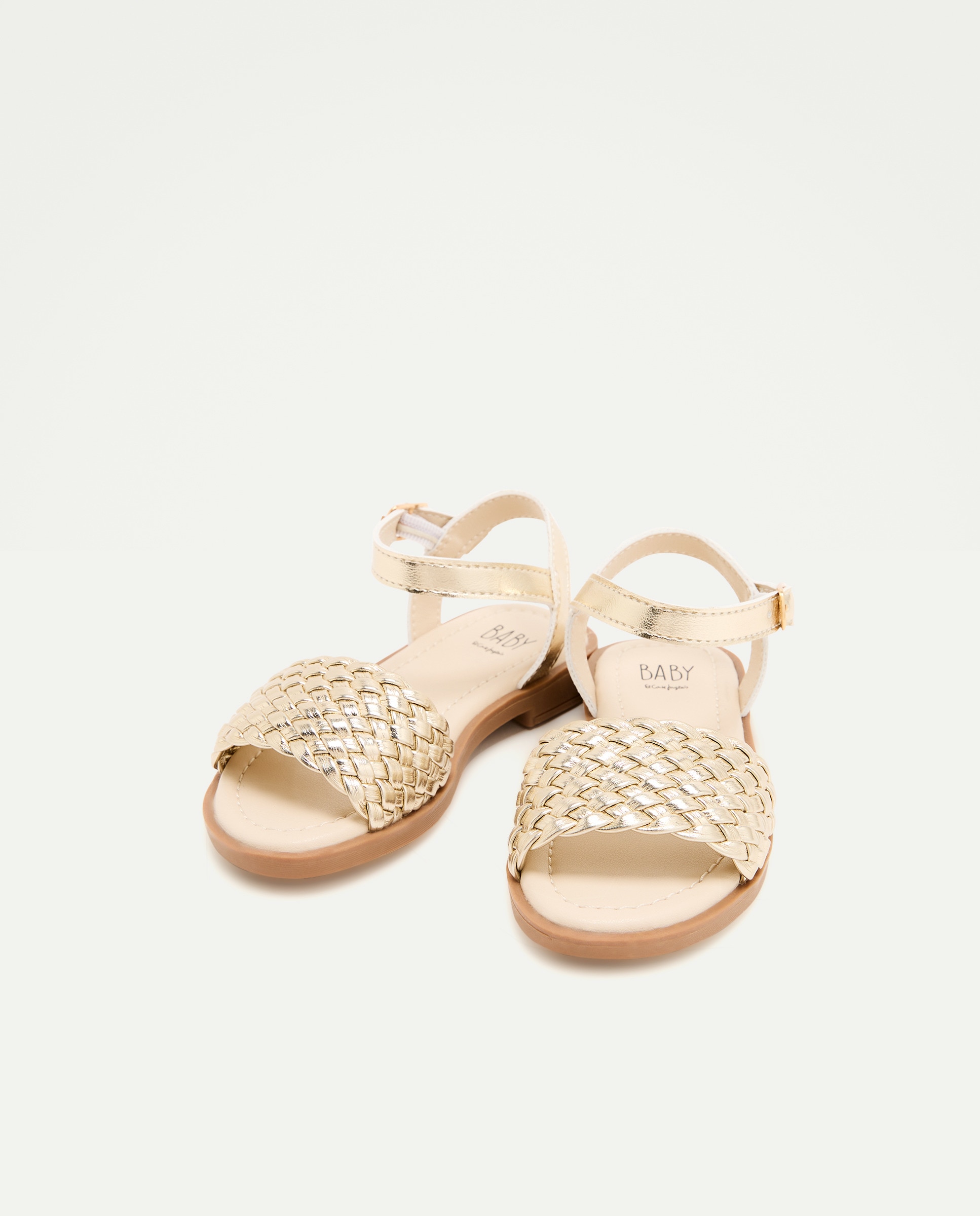 Sandálias de Bebé em Pele Entrançada 390 Ouro-2