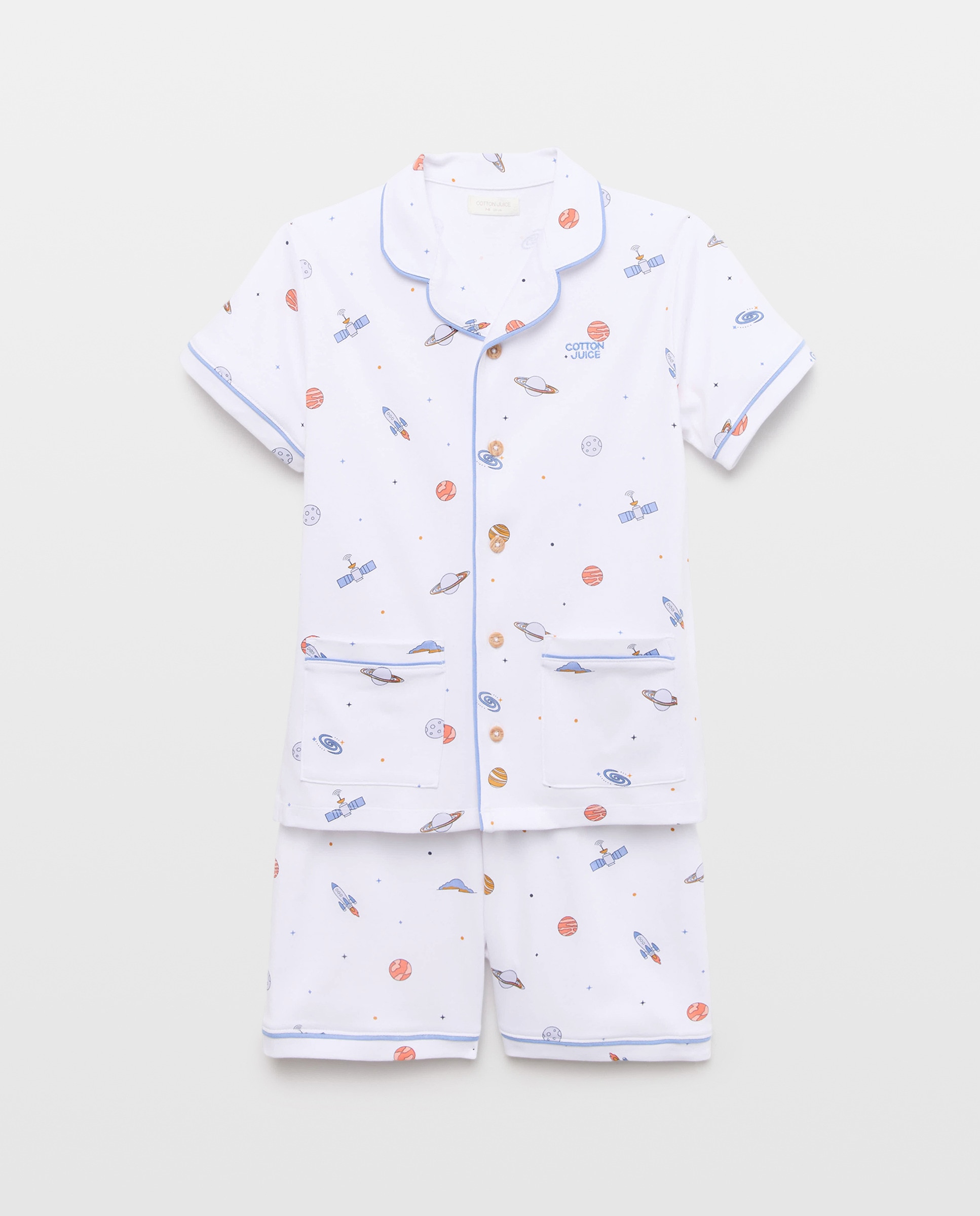 Imagem 0 de Pijama de Malha Curto Abotoado com Estampado de Fantasia