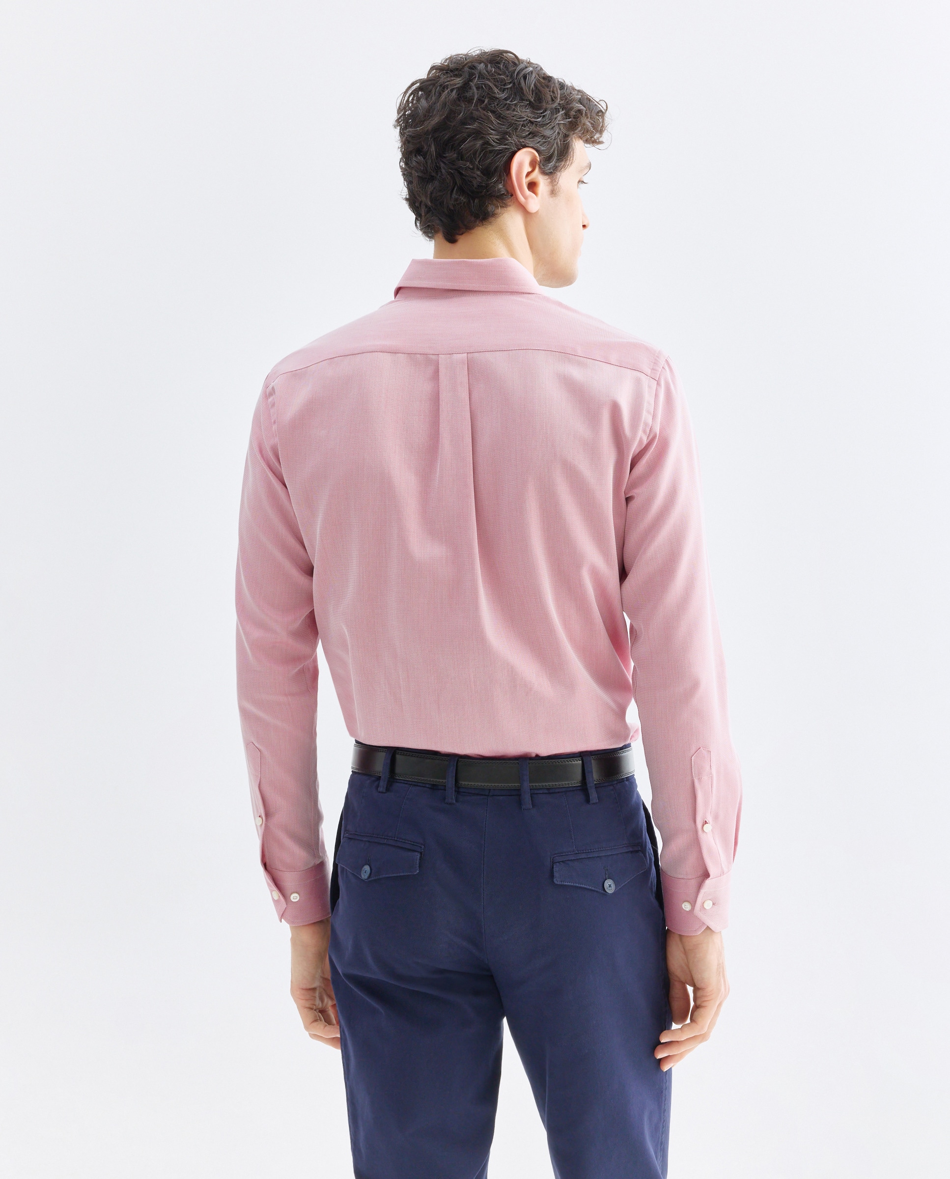 Camisa Casual Lisa com Manga Comprida Grená-3