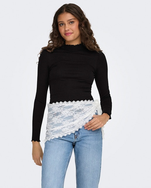 Imagem 0 de Camisola de malha com gola alta e canelado